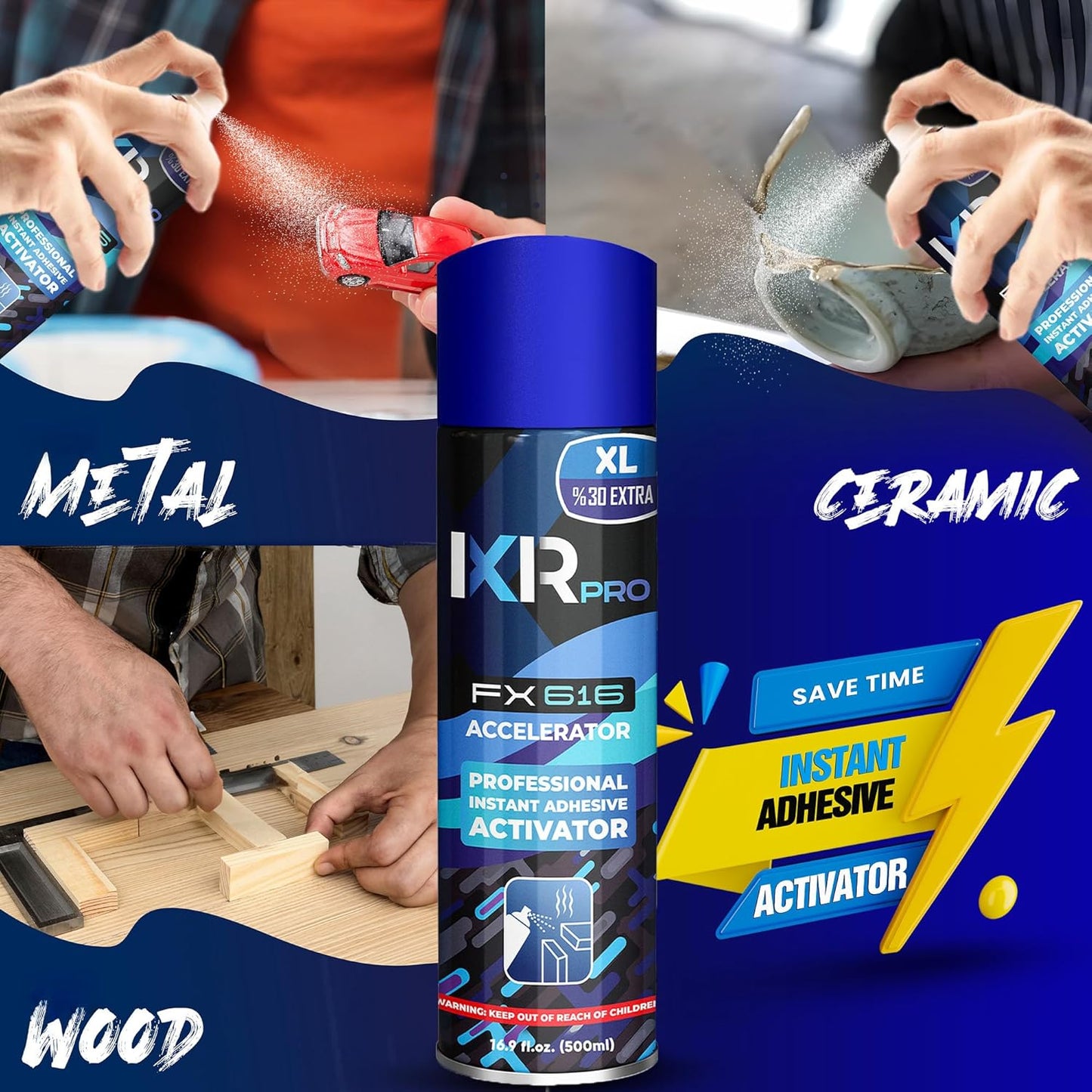 CA Glue Activator Spray (2x16.9 oz) – Super Glue Accelerator for Instant Bonding | Fast-Drying Cyanoacrylate Activator for Woodworking, Plastic, Metal, 3D Printing, Guitar, DIY, and Repairs