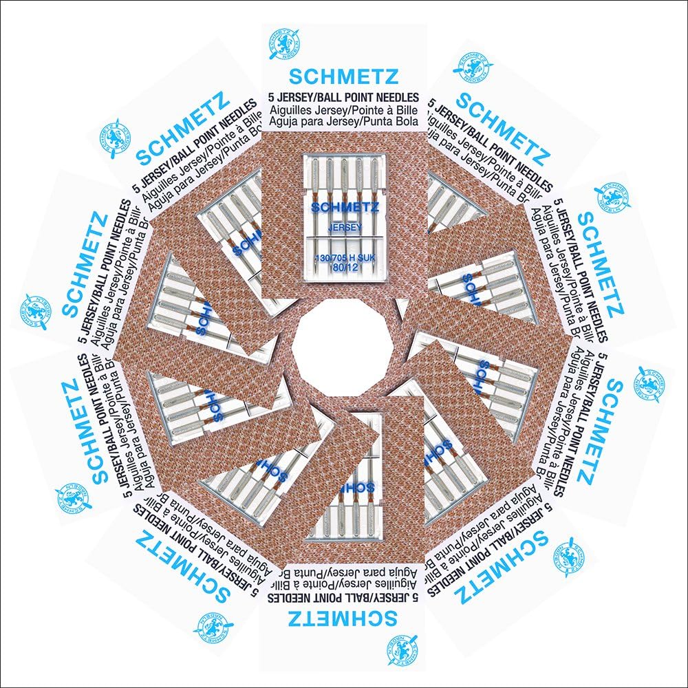 50 Schmetz Jersey Sewing Machine Needles - Size 80/12 - Box of 10 Cards