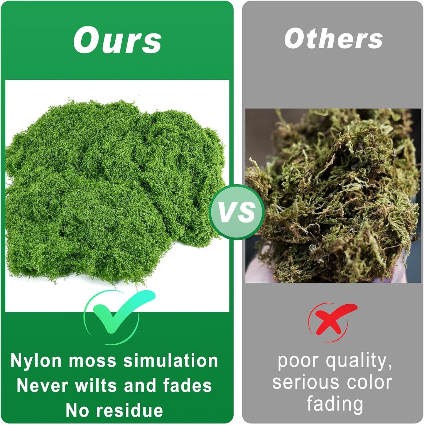 Draupnir Fake Green Moss for Potted Plants, 10.6OZ Fake Moss for Plants Indoor,Faux Moss for Crafts Artificial Moss Decor, DIY Decorative Moss for Fairy Garden Glass Containers Wedding (300g)