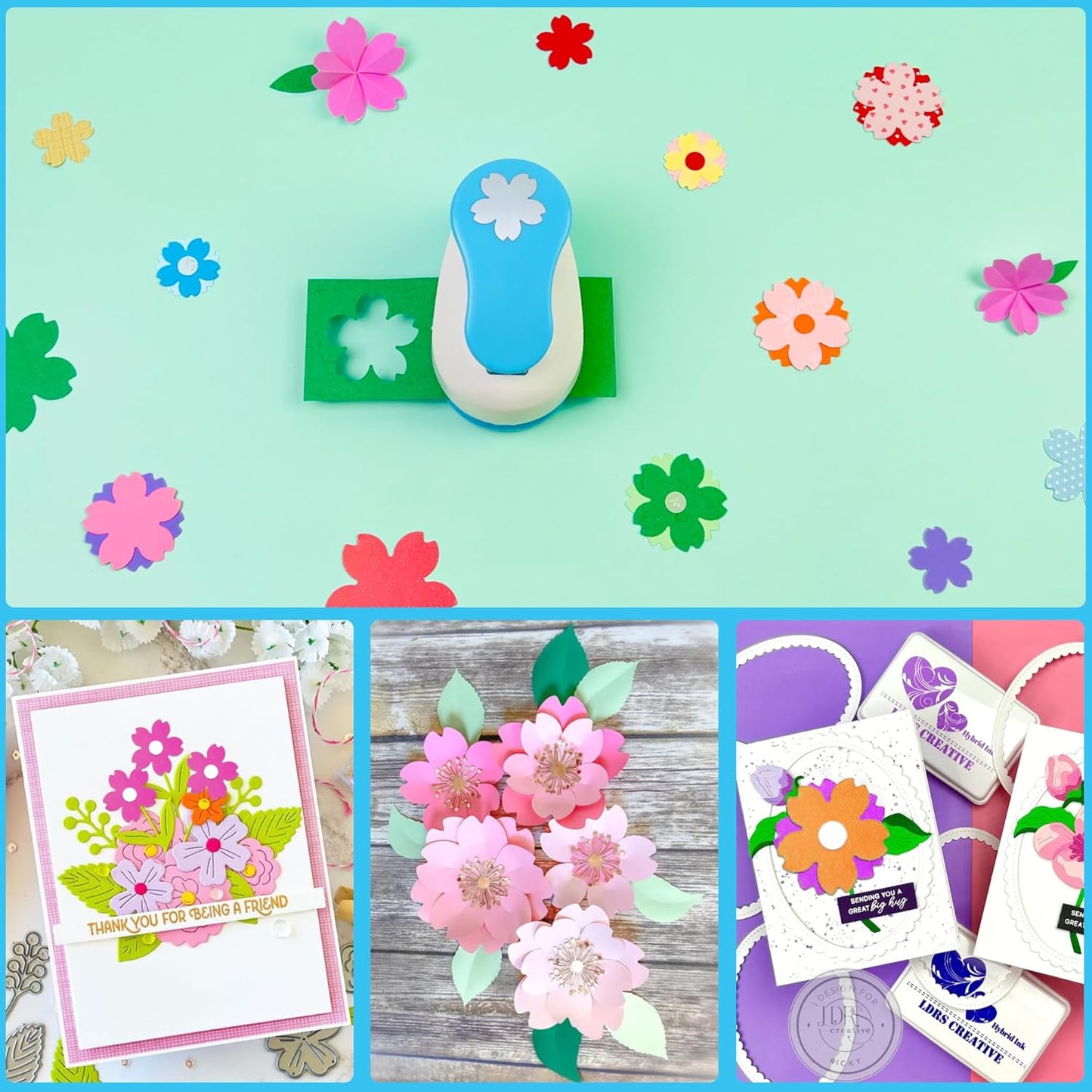 Flower Hole Punch for Craft Size Out 1-Inch, Cherry Blossoms Paper Punch Shapes, Craft Lever Handmade Paper, Tool Flower for Scrapbook, Festival Cards, DIY Arts