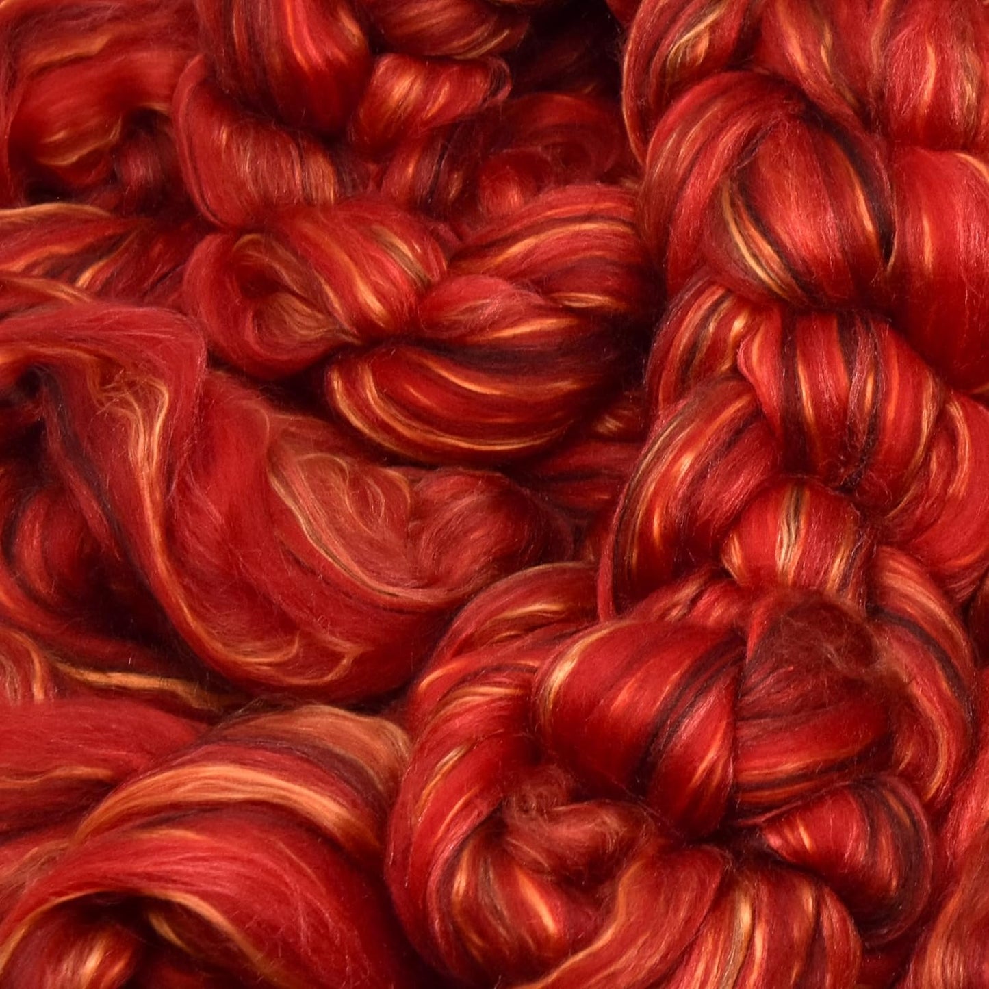 Merino Silk Luxe Tonal Designer Blend. Superfine Merino, Mulberry Silk, Tussah Silk. Top Roving for Spinning or Felting. Garnet Caress 4oz