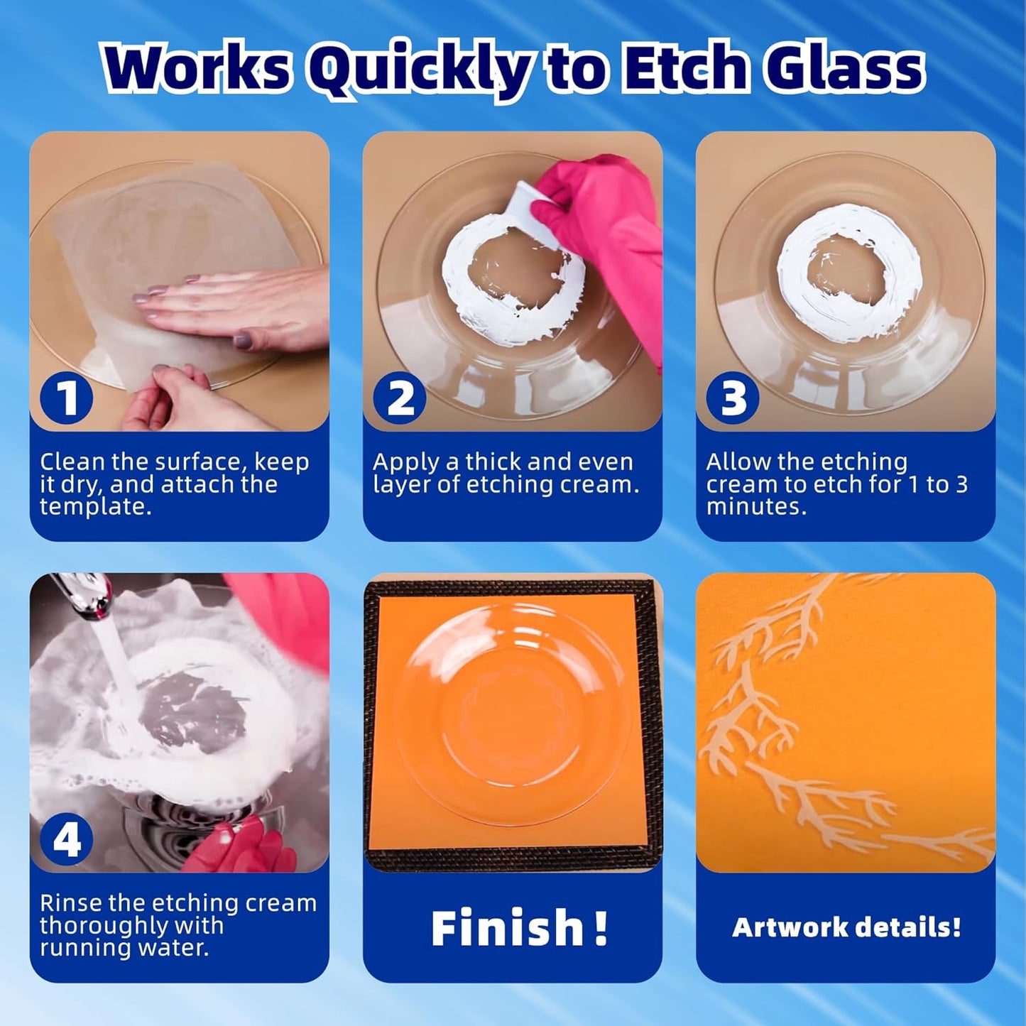 2.8 oz Glassware Etching Kit Creates Permanent Etched Patterns, Etch Starter Kit for Glass, Art Mirrors Frosted Tool for Mirrors, Windows, Glass Etching Starter Medium for Intricate Designs