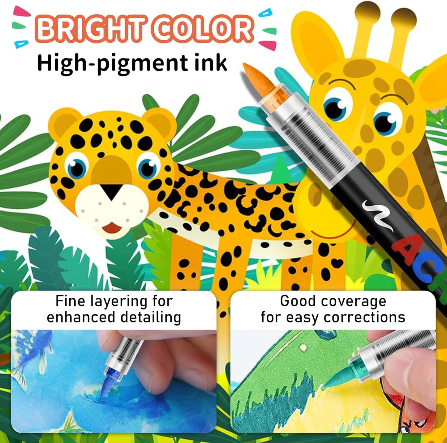 GOTIDEAL Acrylic Paint Markers Brush Tip,Waterproof Paint Pens acrylic Markers,No Bleed Acrylic Brush markers for Fabric,Wood,Rocks,Canvas Painting,Glass,Ceramic,Art Craft Supplies(24 Colors)