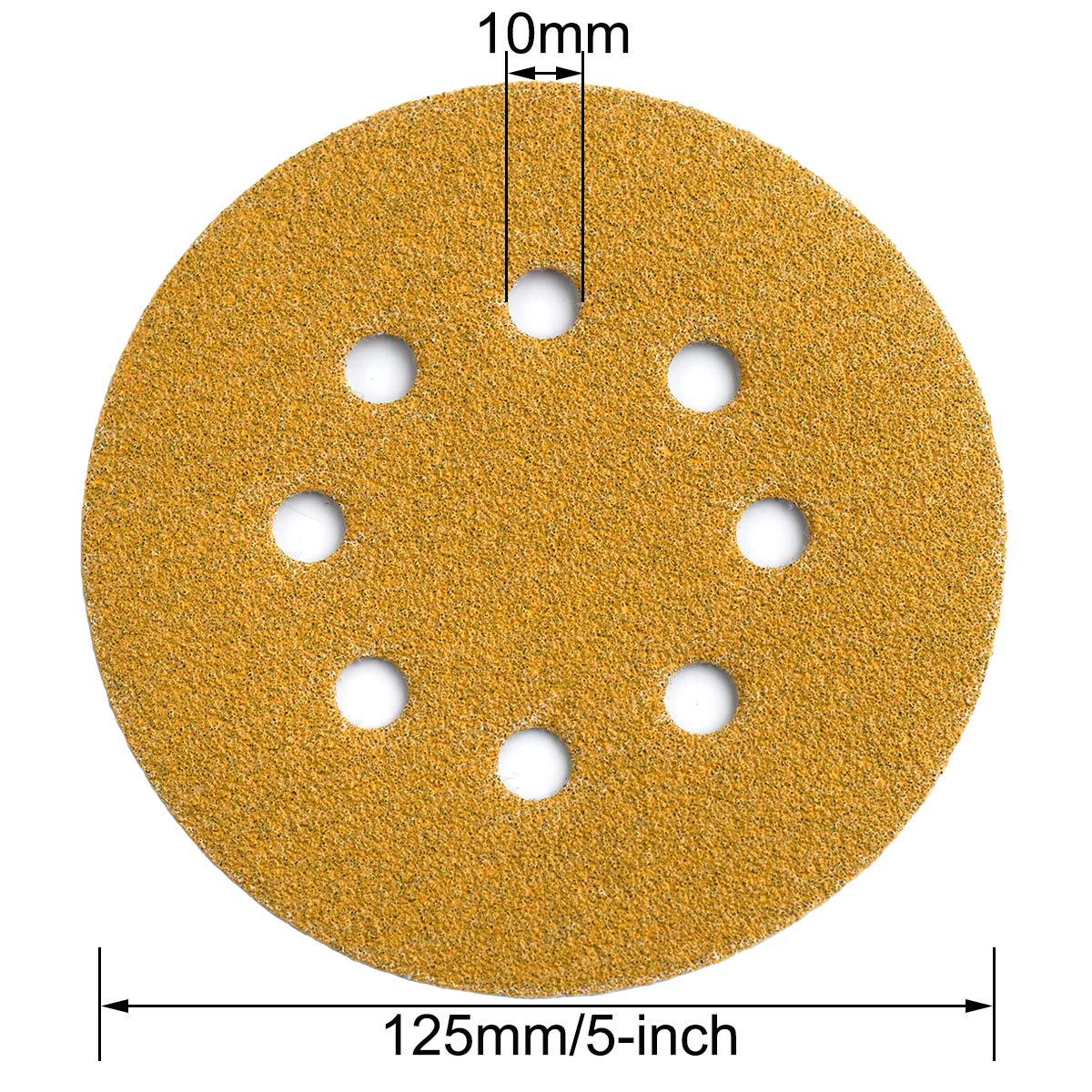 5-Inch 8-Hole Hook and Loop Sanding Discs 60-Grit Random Orbit Sandpaper, 50-Pack