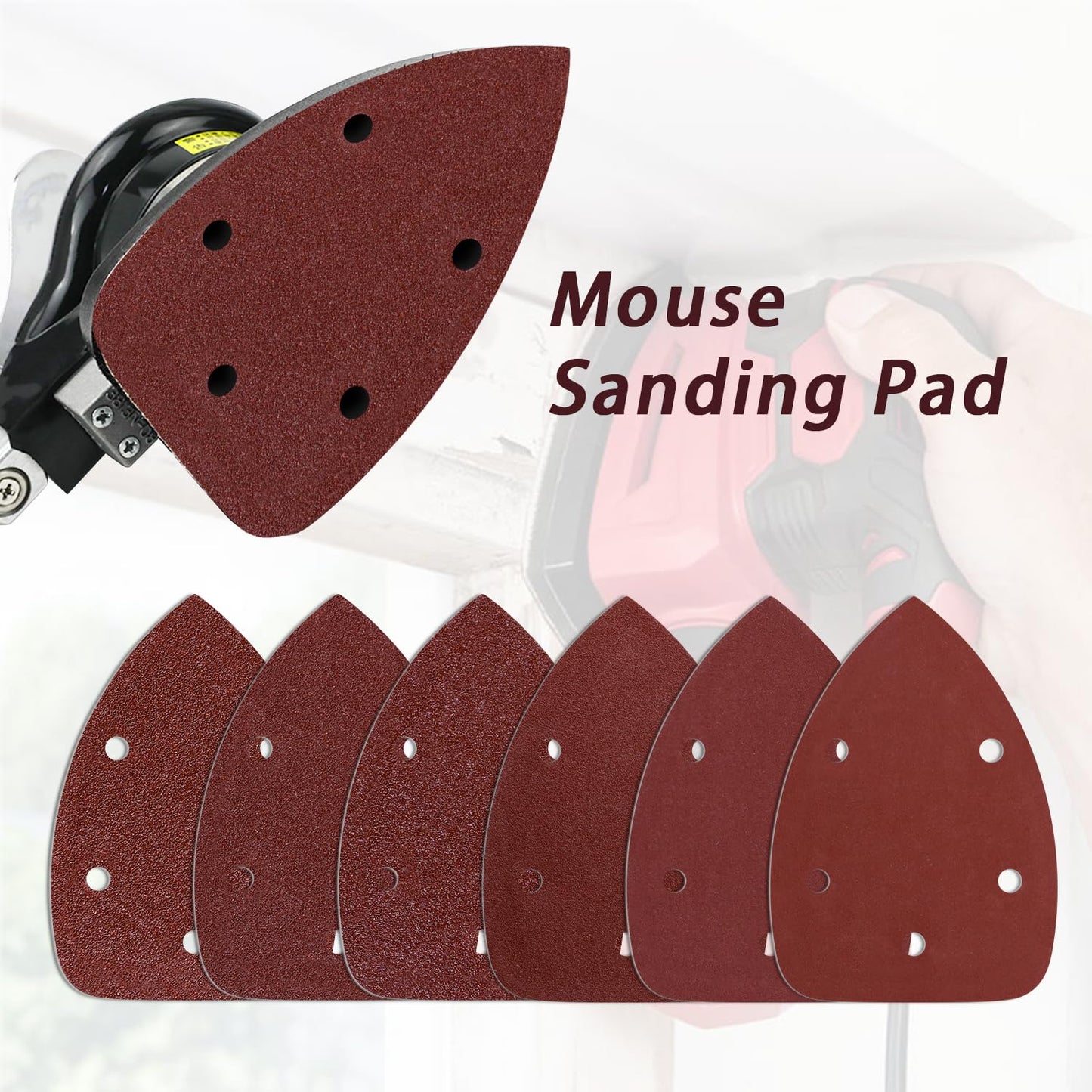 100-Pack Mouse Sandpaper (5-Hole) for Mouse Detail Sanders, Grits60/120/240/400/600/800/1000/1200/1500/2000, Ideal for Woodworking, Furniture Refinishing, and Crafting
