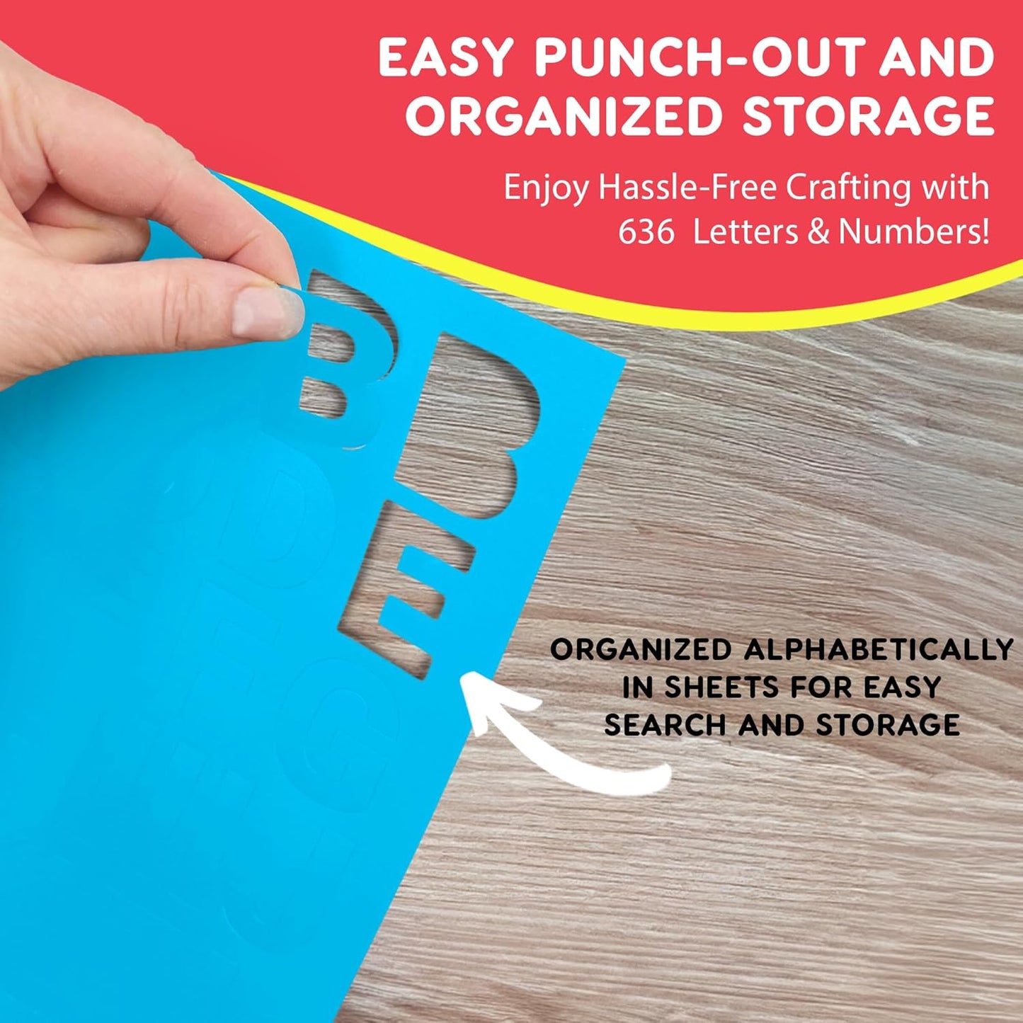 FreshCut Crafts 636 Pcs 1.5 in. Bright Bulletin Board Letters & Numbers, Capital Alphabet Letters, Numbers, Punctuation, US Made Card Stock Punch Outs for Posters, Bulletin Boards, Classroom