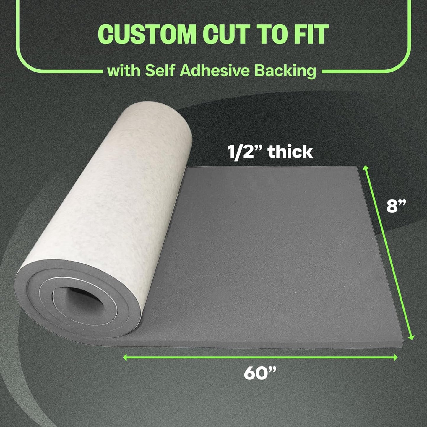 XCEL Foam Roll with Self Adhesive – Gray, 60" x 8" x 1/2" Closed Cell Foam Rubber Water Resistant Padding Sheet – Perfect for Home, Marine, Garage, Auto Insulation & Cosplay (Gray, 60" x 8" x 1/2")