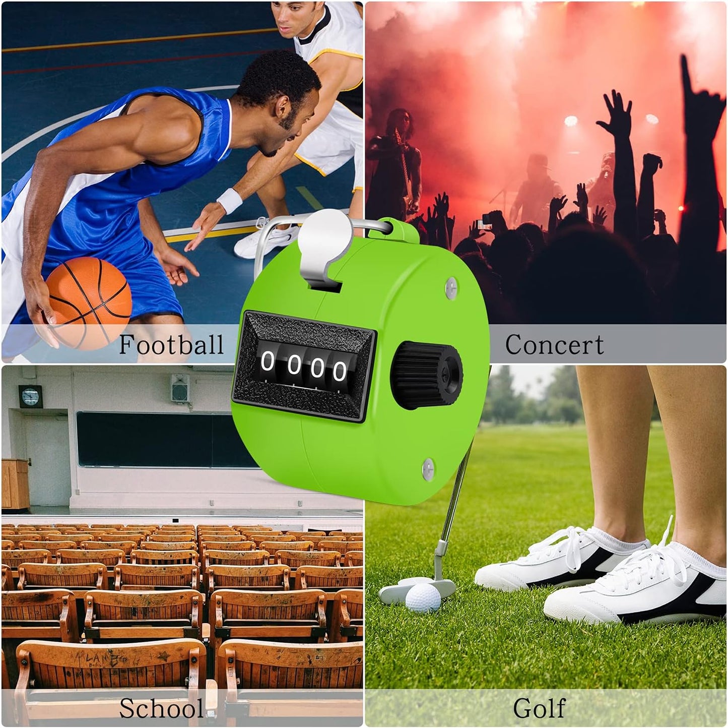 12 Pcs Hand Tally Counter 4-Digit Lap Counter Clicker, Manual Mechanical Handheld Pitch Click Counter with Finger Ring for School Golf & Knitting Row Croche