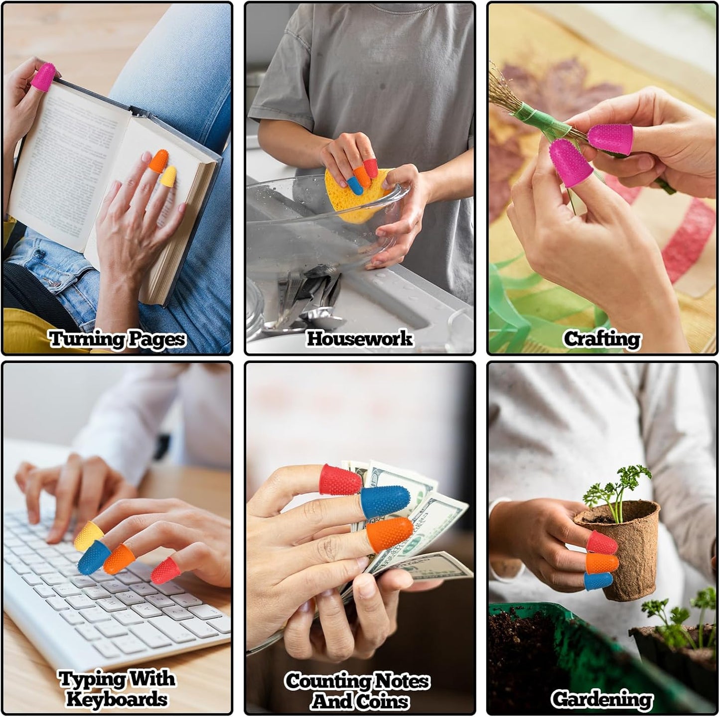 25 PCS Silicone Finger Protectors, Rubber Fingers Tips, Rubber Finger Tips Office, Rubbers Thimbles for Knitting, Sewing and oOther Processes