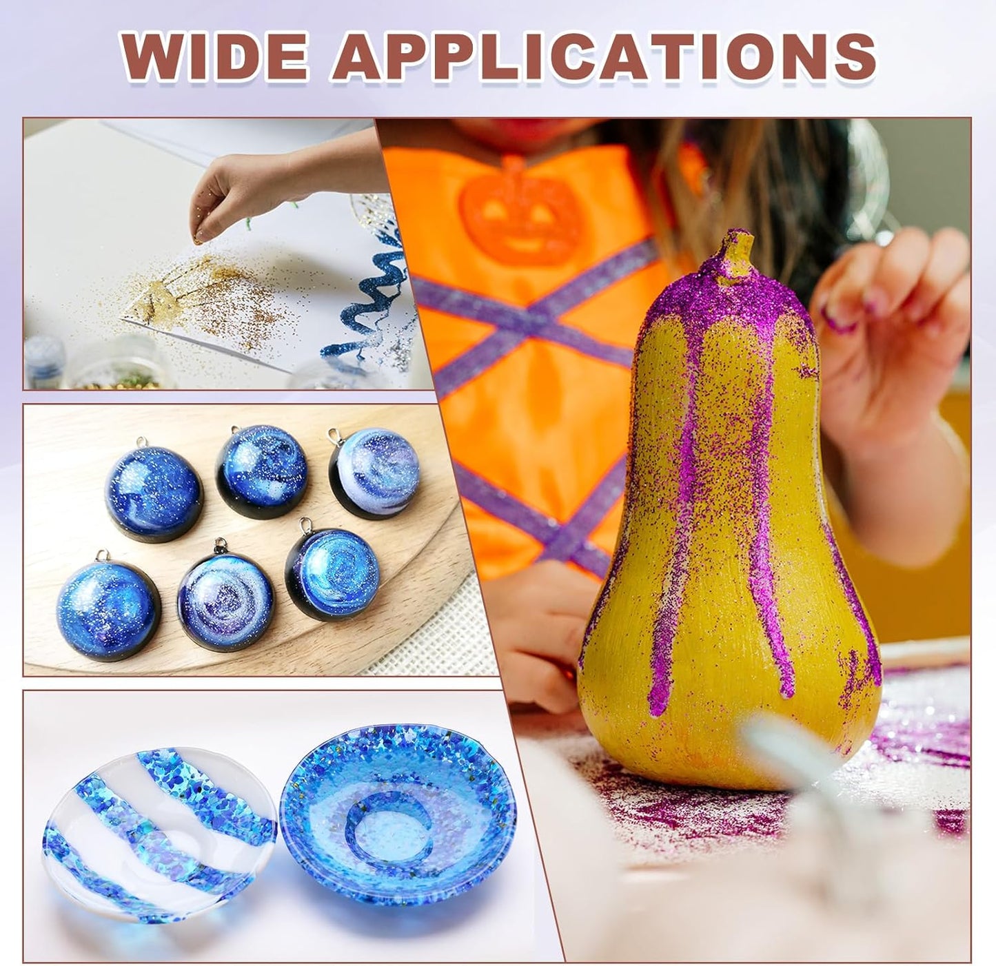 uxcell 6 Colors Crushed Glass Chips, 1-3mm Irregular Glitter Metallic Glass Broken Glasses Pieces with Laser Bag for Craft DIY Vase Epoxy Halloween Decoration 31g, Solid Color