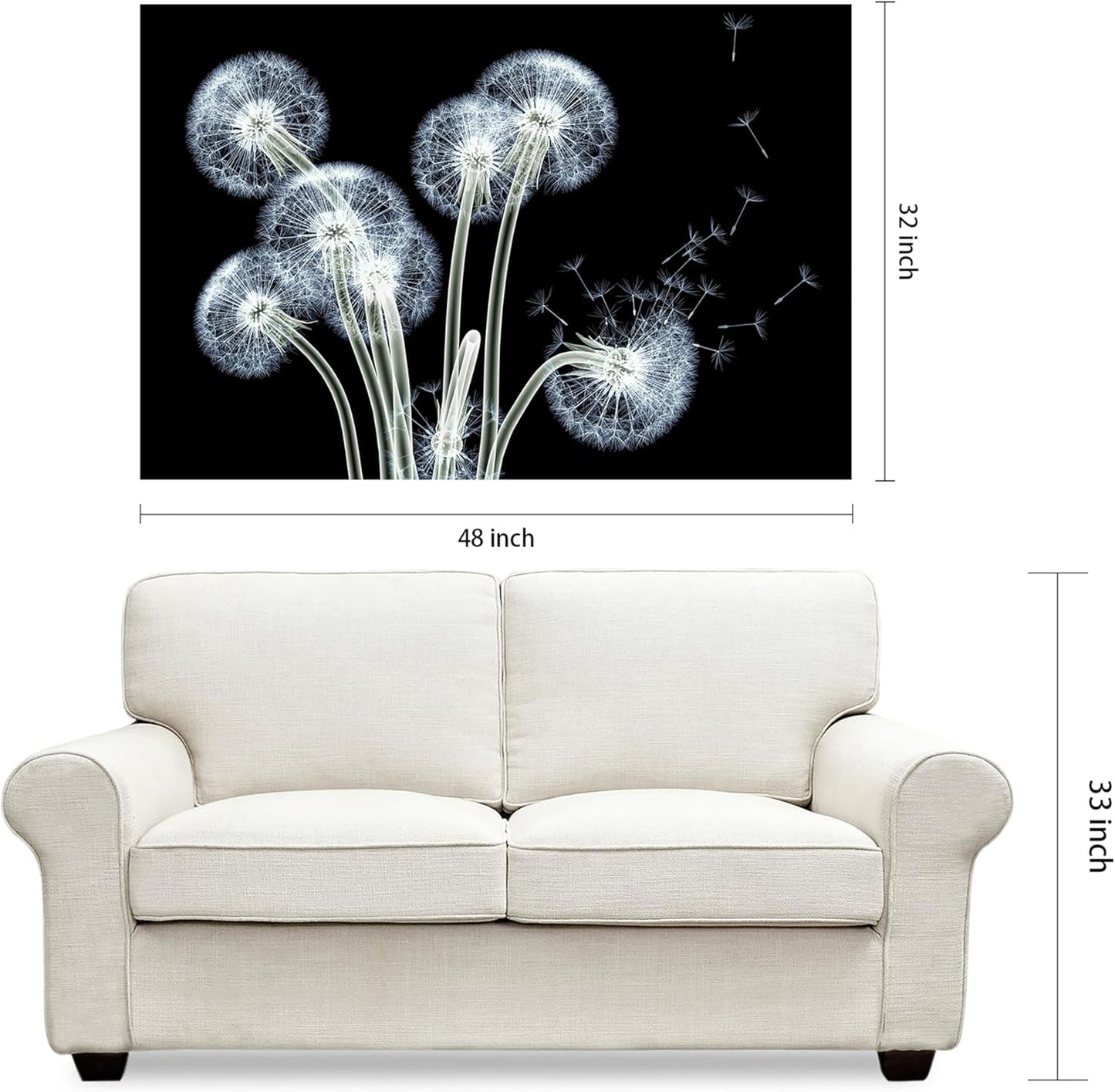 Empire Art Direct Frameless Free Floating Tempered Glass Panel Graphic Wall Art Ready to Hang, 32" x 48", Dancing Dandelions