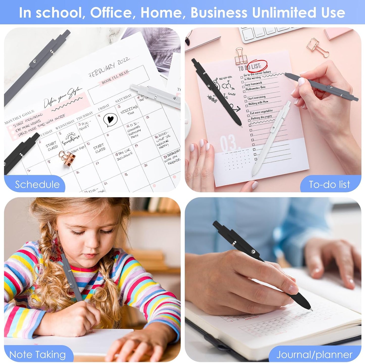 12PCS Gel Pens Black Ink Fine Point Pens With Smooth Writing, School Office Supplies, Anniversary Birthday Gifts for Men Women, Quick Dry Pens For Journaling, Nurse Aesthetic Pen (Black Gray White)