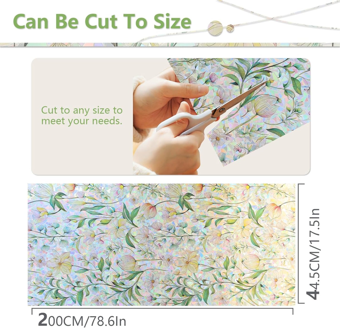 FINNEZ Window Privacy Film Stain Glass Film Flowers Rainbow Window Film Window Clings Non-Adhesive Reusable Decorative for Home(Forest Rainbow,17.5 Inch x 6.5 Feet)