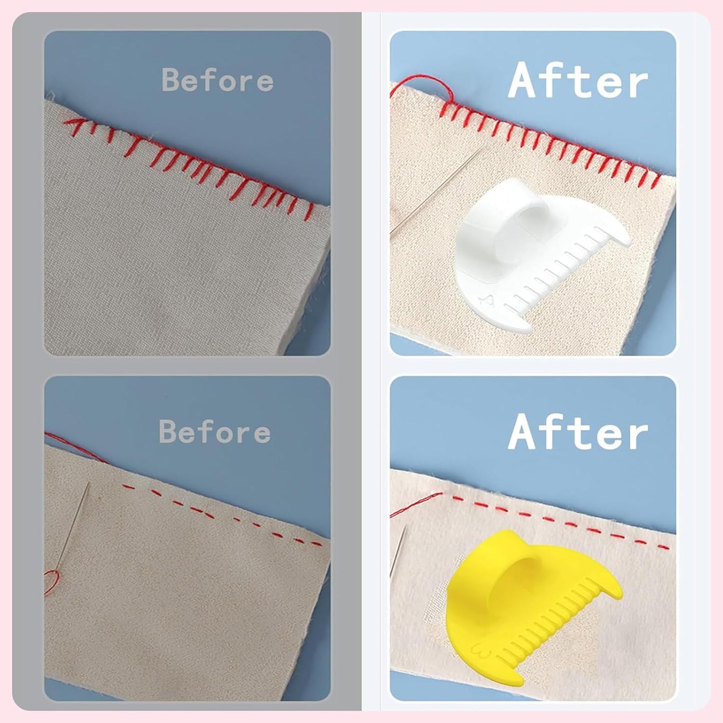 4mm Seam Guide for Hand Sewing Edge Lockranding Tool, Sewing Needle Gauge Measuring Tool, Mini Finger Ruler Kit Ideal for Leather/Fabric/Craft Sew, Yellow 2 Pcs