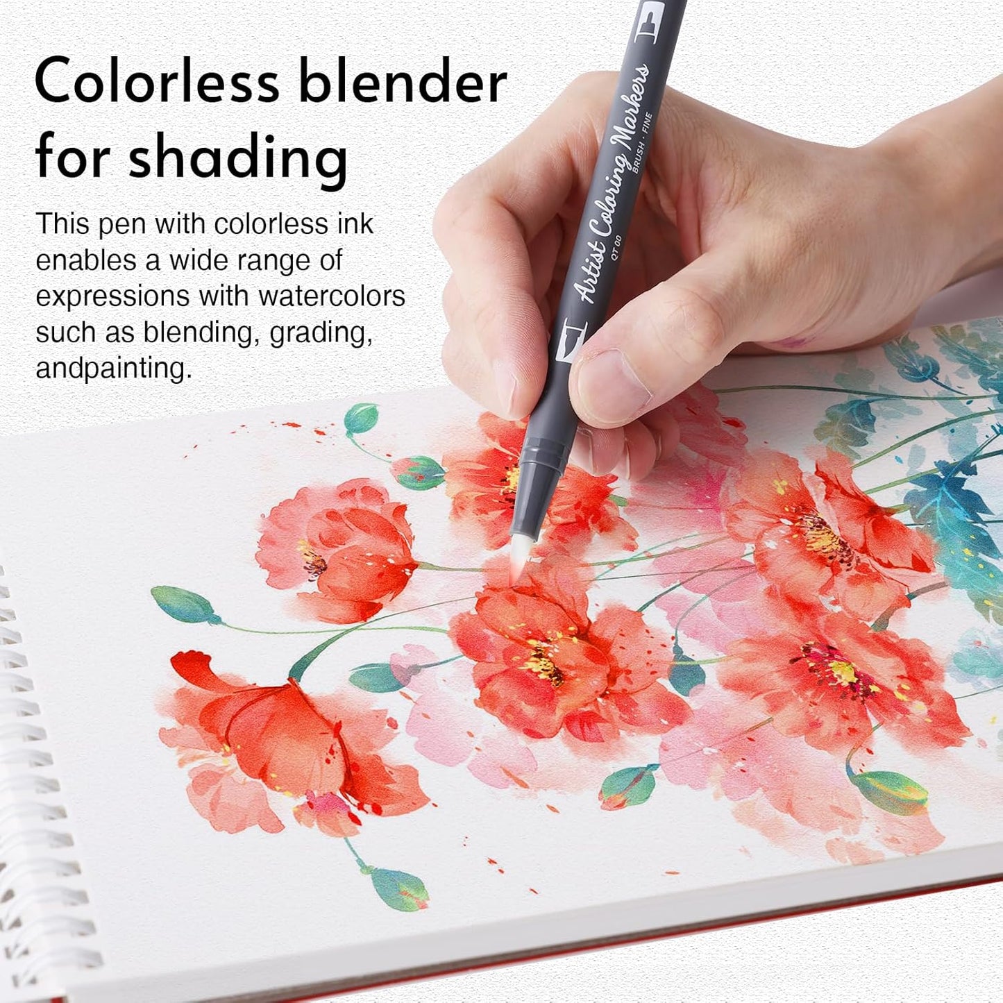 12 Colors Blendable Watercolor Pens 2025 Upgrade Water Based Paint Set Double Tip Watercolor Markers with 1 Water Brush Pen Coloring Pens Drawing Markers with Brush Tip for Artists&Beginners