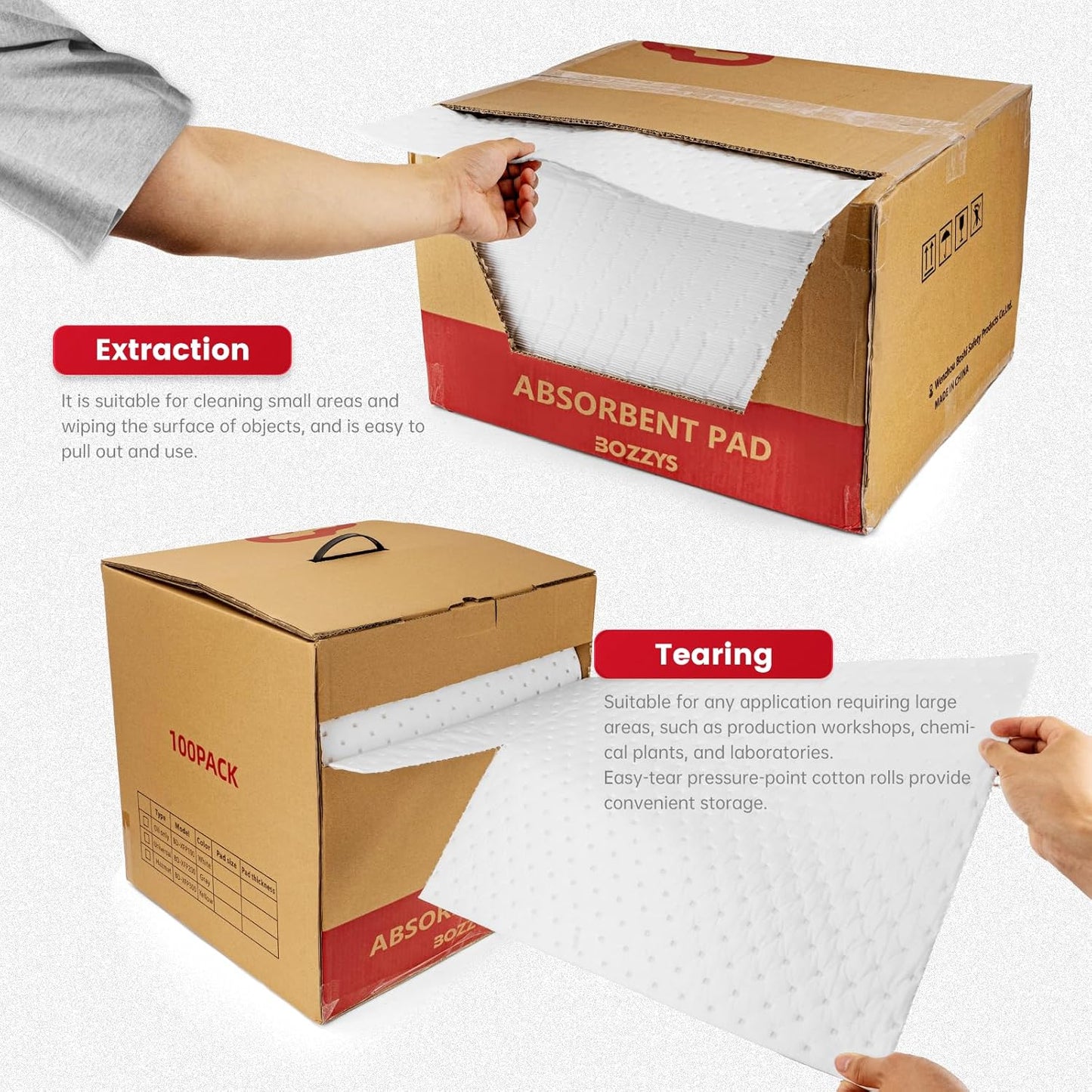 Oil Absorbent Pads | 16"x20" Oil-Only Spill Mat 100-Pack | Industrial Spill Control for Oil & Fuel(24 Gal/Box) | Repels Water Absorbing Sheets