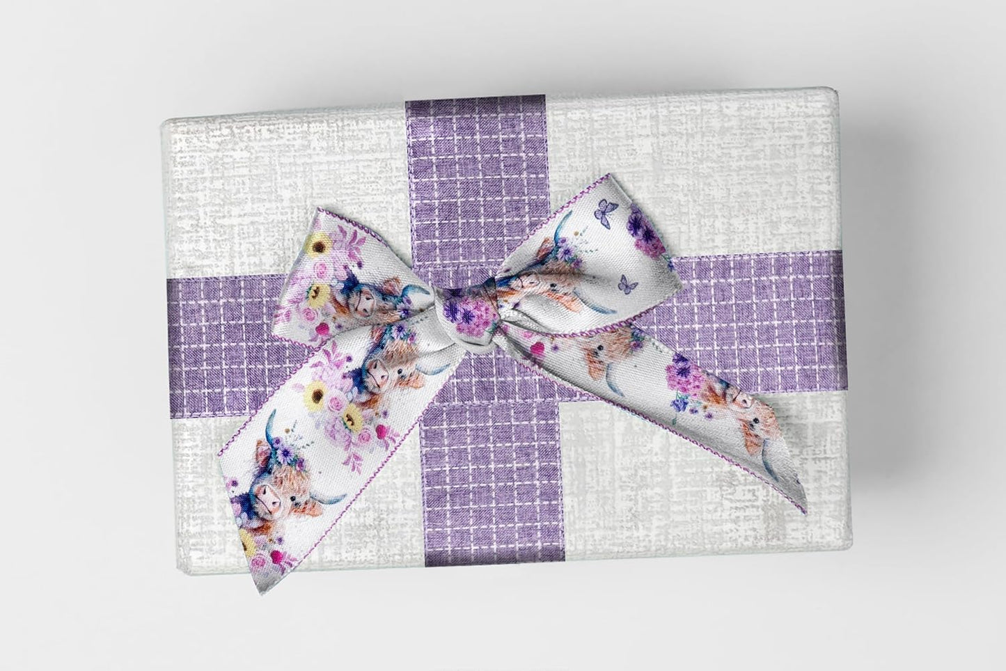 2.5'' x 10 Yards Spring Wired Ribbons for Crafts Wreath Bows Wrapping Natural Buffalo Plaid Ribbon Rustic Purple Ribbon for Birthday Party Home Decoration