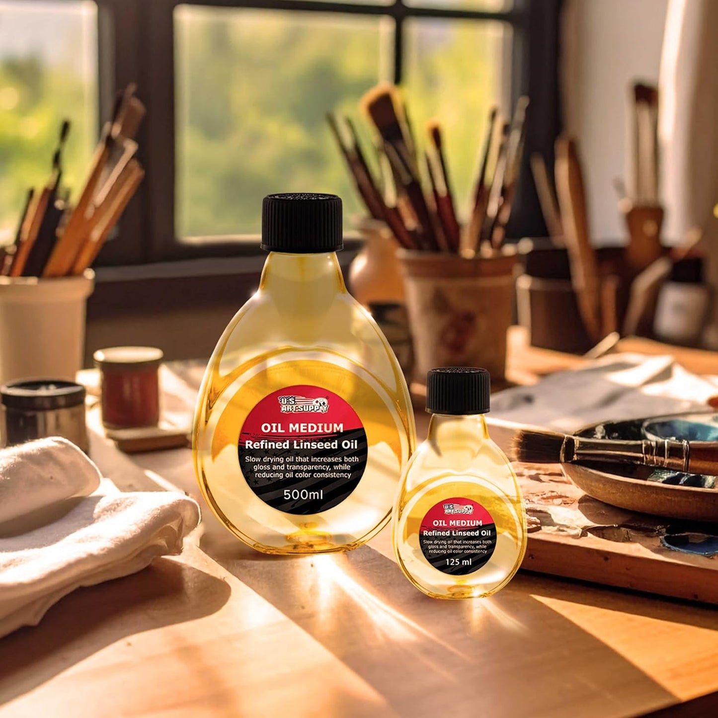 U.S. Art Supply Refined Linseed Oil, 125ml / 4.2 Fluid Ounce Container