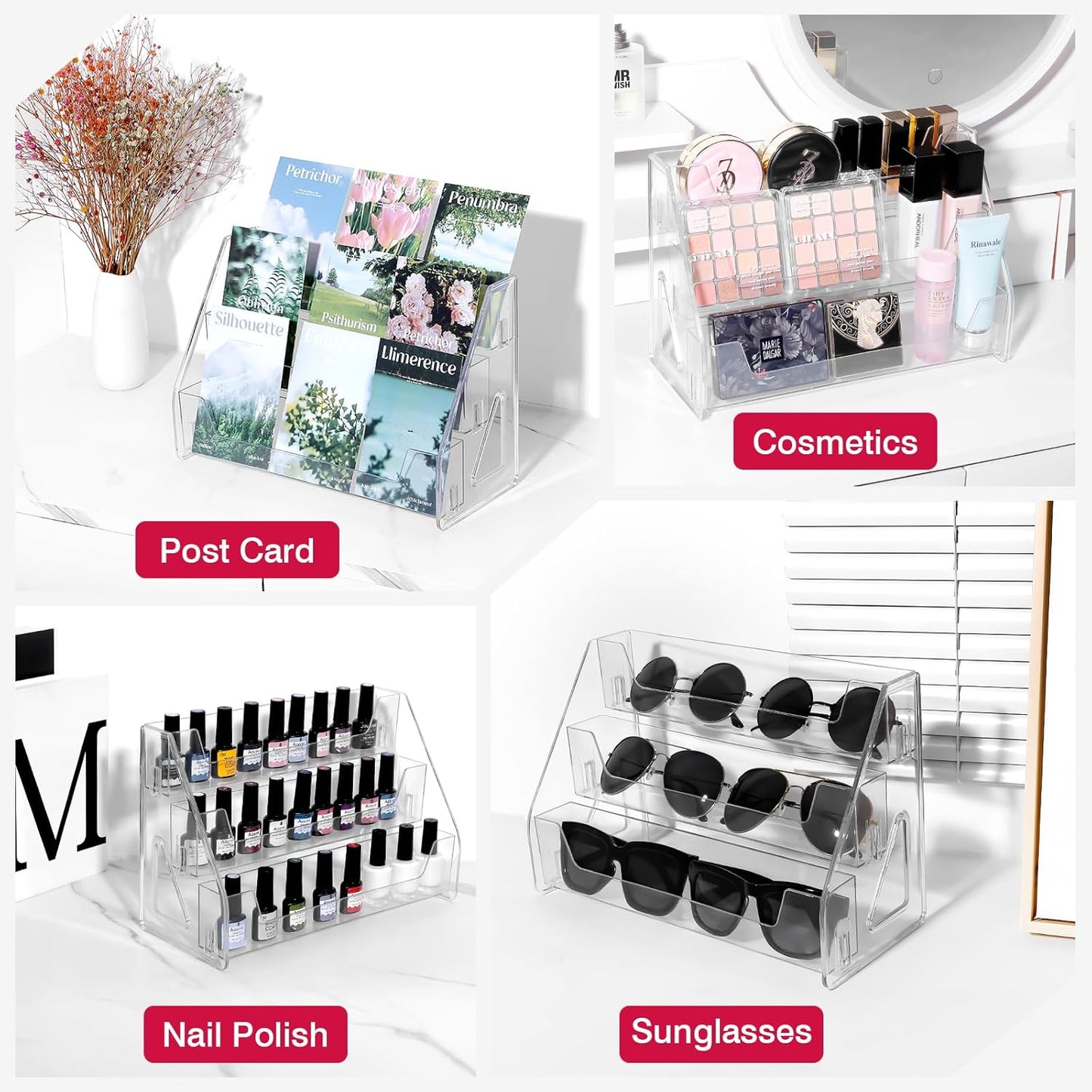 Trading Card Display Stand, Vertical Holder for Baseball Basketball Sports Graded Card Display Stand Tabletop for PSA BGS SGC Slabs, Snap-On Assembly(3 Tier, 1 Pack)