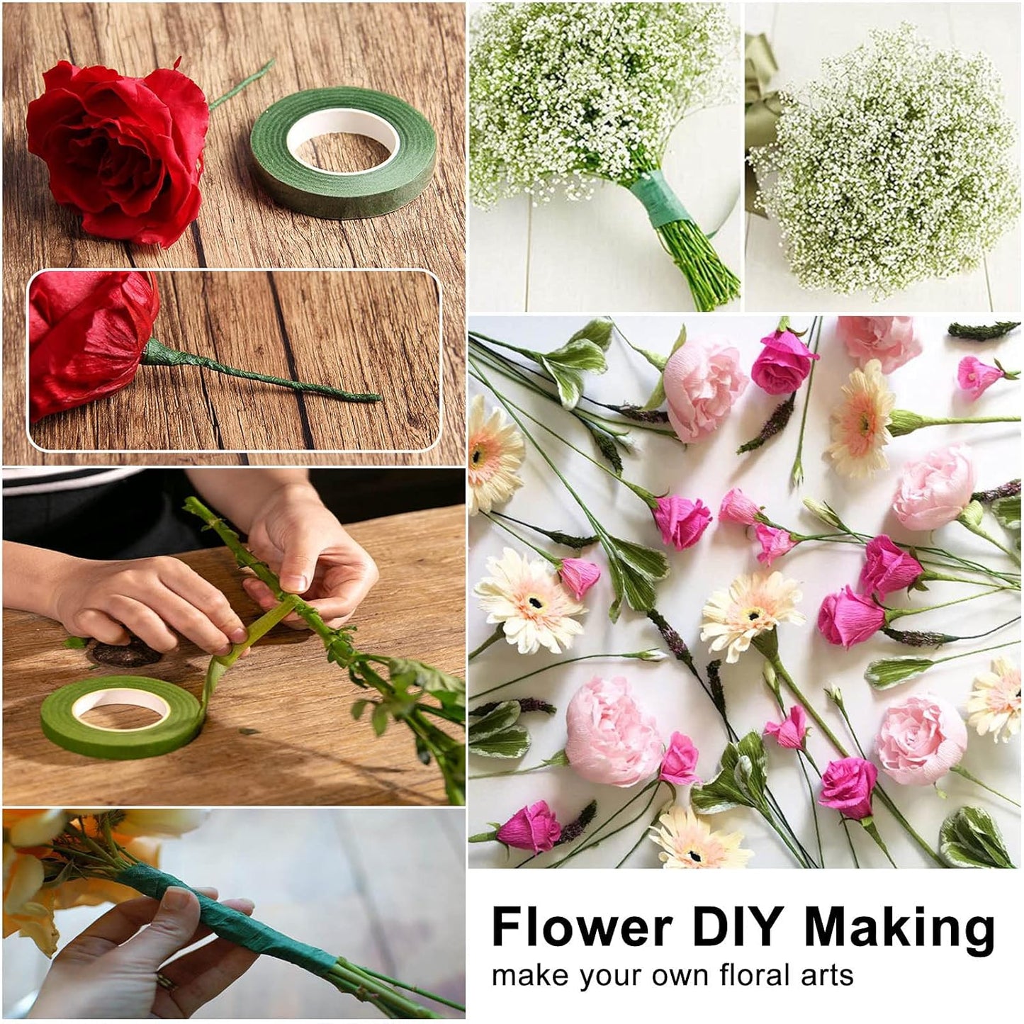 Floral Arrangement Kit - DIY Bouquet Making Tools - 24 Gauge Stem & Paddle Wire, Wire Cutter, Tapes