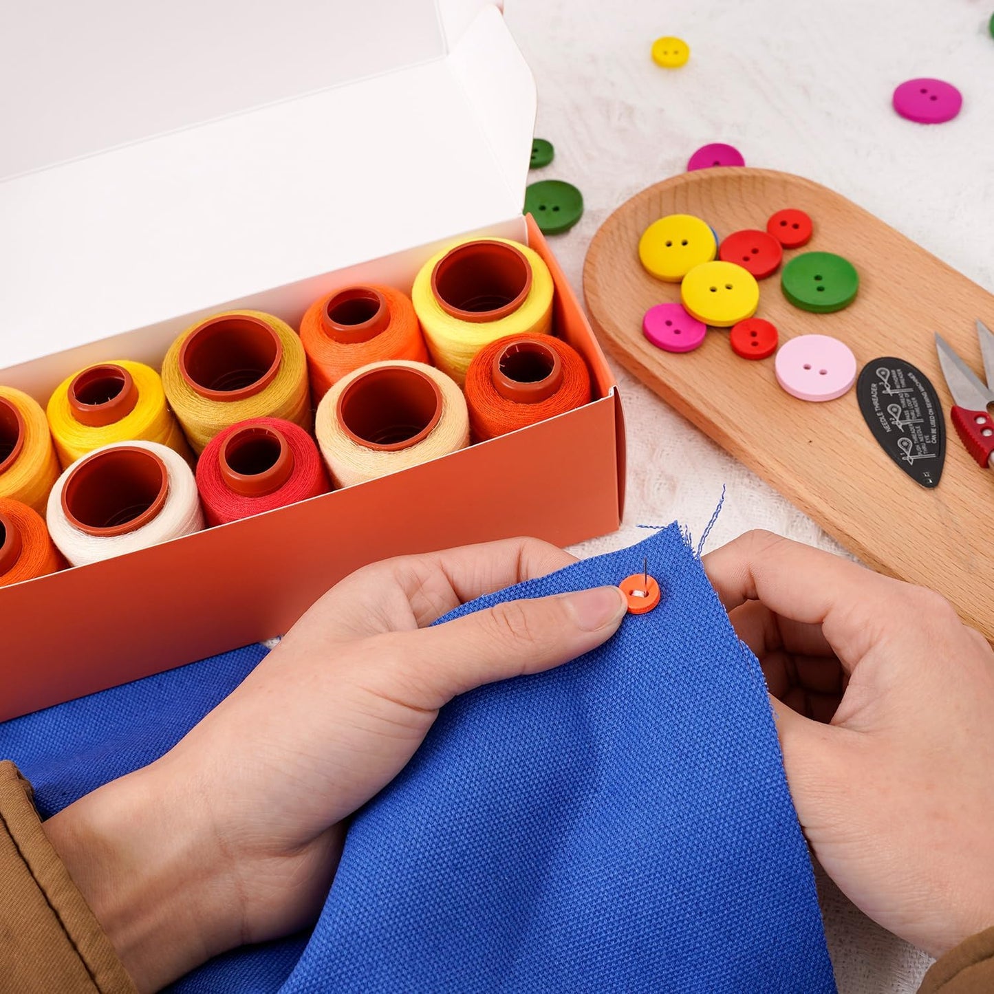 10 Pcs Sewing Thread, All Purpose Sewing Thread, 10 Spools Assorted Colors Each 800 Yards of Polyester Threads for Sewing Machine, Hand Stitching, Quilting, Serger (Yellow Color System)