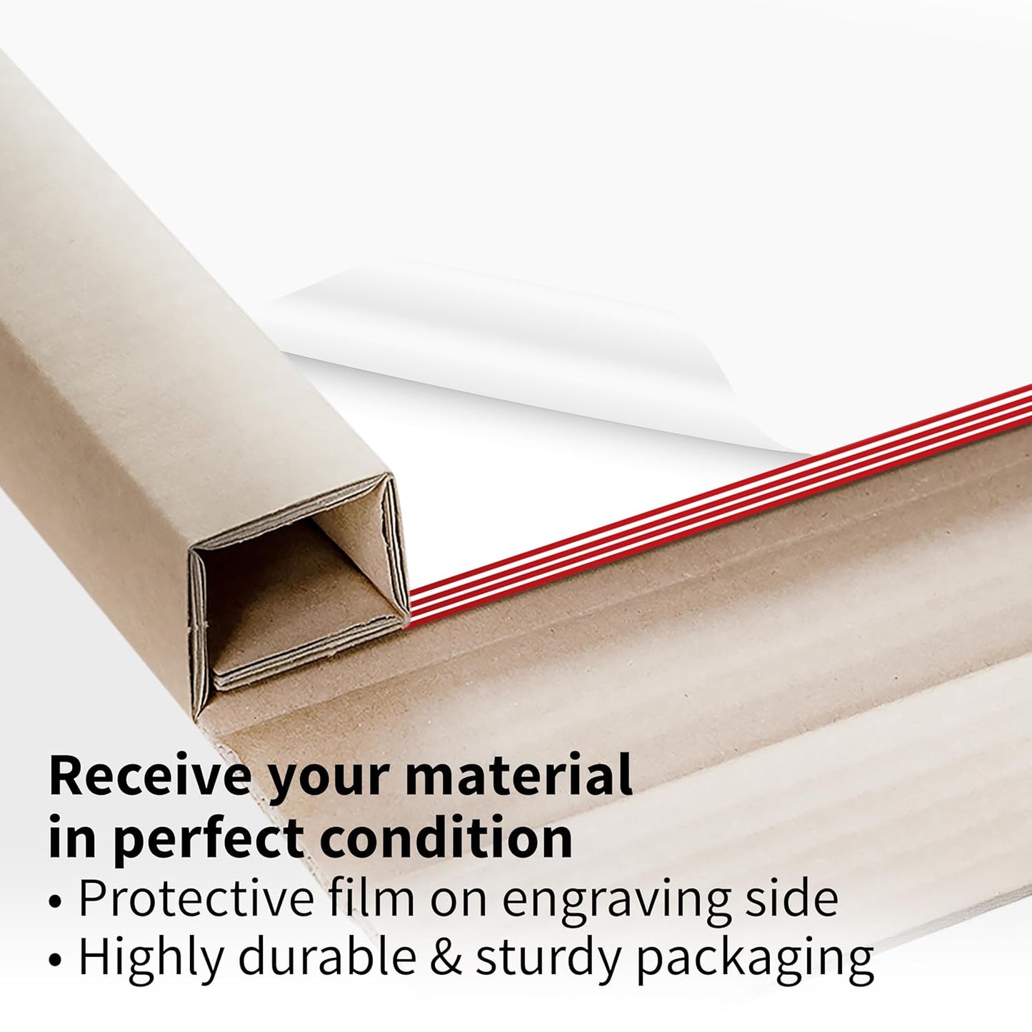 Trotec TroLase | 12"x12"x1/16", 8 Pcs | White/Red | 2 Ply | Modified Acrylic | Laser Engraving Double Color Plastic Sheet | Engraving Blanks for Laser, Saw, Guillotine | Made in USA