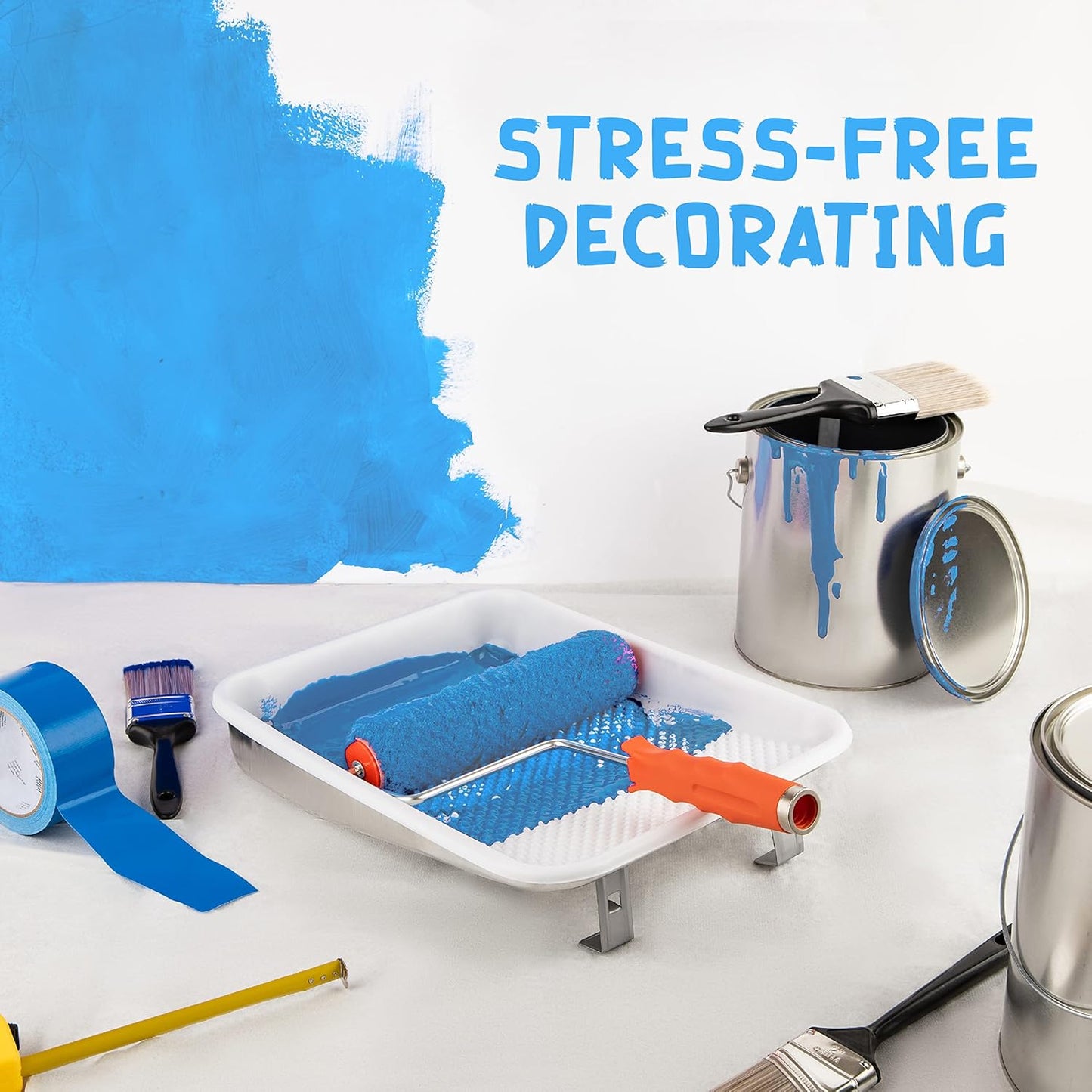 Paint Tray Liners, 1-Qt. Paint Capacity, Overlapping Edges, Fits 9' Metal Trays, Dotted Ramp for Easy Rolling, (40 Pack)