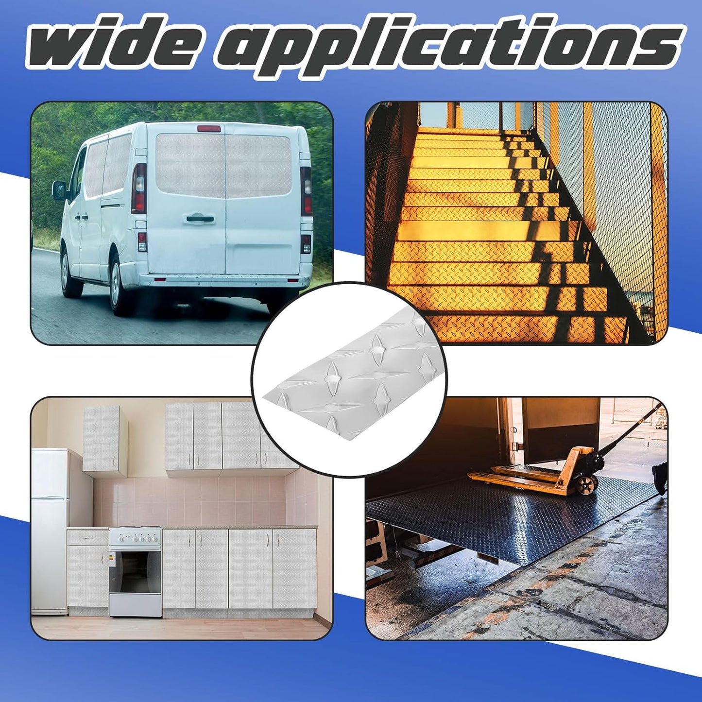 Diamond Plate Sheet Metal Aluminum Diamond Heavy Duty Tread Sheet Tread Plate for Wall Covering, Cargo Trailer, RV (120 × 2 Inch)