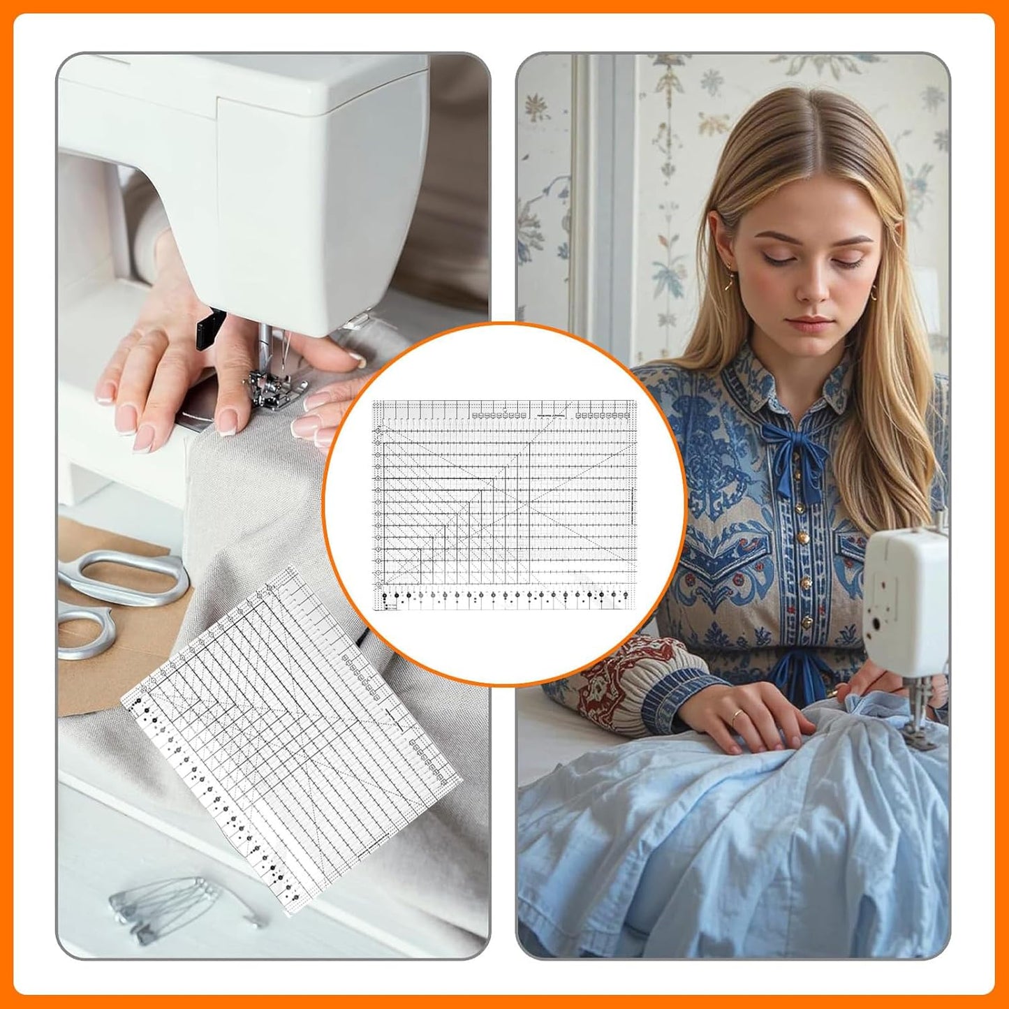 Slotted Quilting Rule, 17-3/4in x 22in, XL Quilting Rulers and Templates, Non-Slip Grip Extra Large Acrylic Fabric Strip Cutting, Sewing, Crafting, Patchwork Ruler & Template