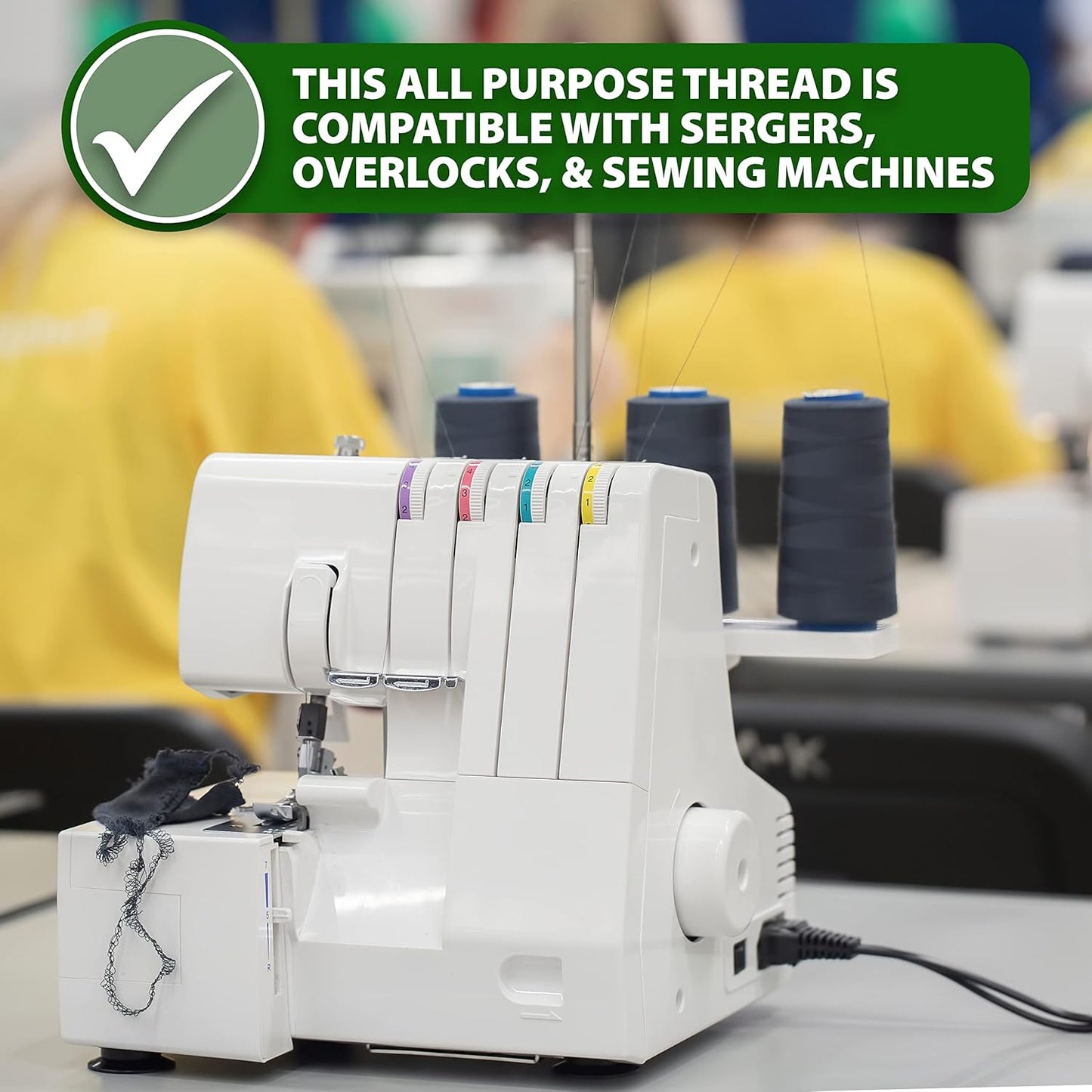 Mandala Crafts 4 Pack of Serger Threads Cones Spools - 40S/2 24000 Yards Polyester Red Threads for Sergers Machine and Overlock Quilting Sewing Machine