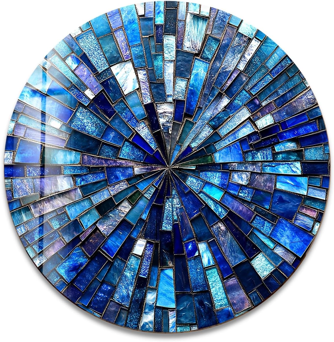 My Photostation.com 15.8''(40cm) Diameter Radiant Mosaic Burst Round Glass Wall Art Tempered Glass Printing Wall Decor Large Wall Art Wall Hangings