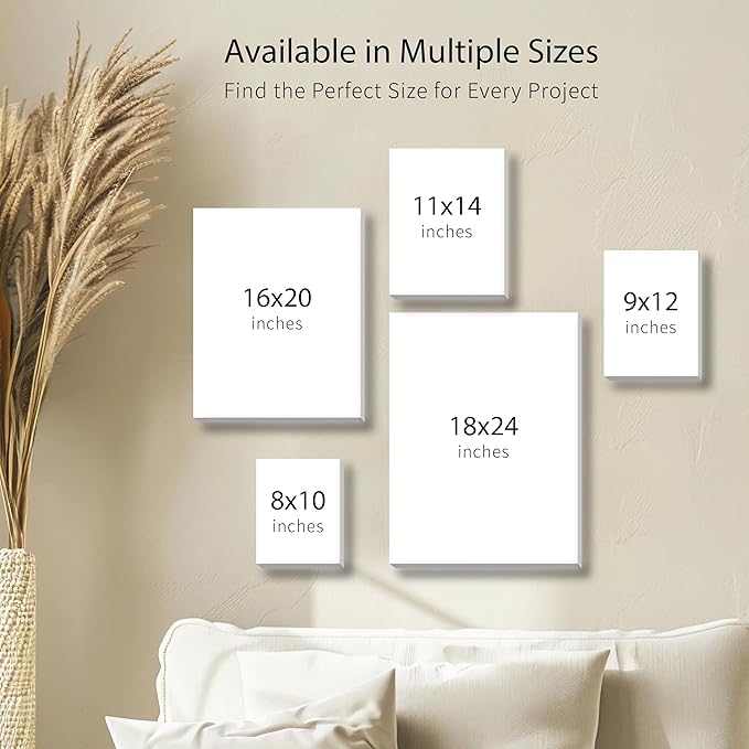 Bianyo 8x10 Inch Stretched Canvas for Painting β 10 Pack, 100% Cotton, Triple Primed & Acid-Free, Heavy-Duty Wood Frame, Blank Art Canvas for Acrylic, Oil, Watercolor & Mixed Media
