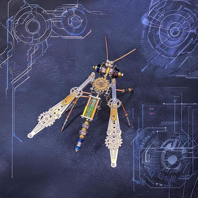 3D Assembly Puzzles Metal Insect Bug Mechanical Mosquito Steampunk Sculpture Arts and Crafts DIY Projects,Model Building Kits Science Kit Fun Birthday Gift (Mechanical Mosquito)