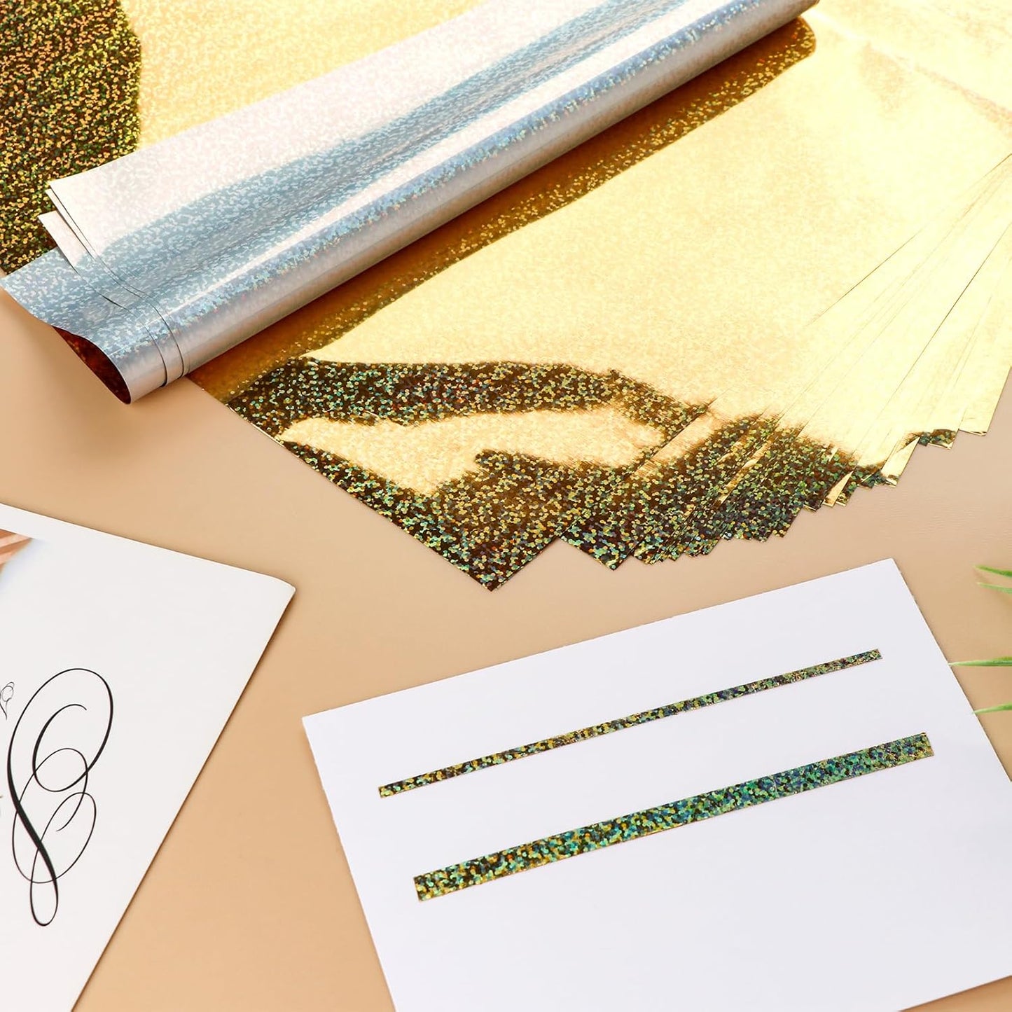 Briartw 20x29cm Hot Foil Paper 50 Sheets Pack Toner Reactive Foil Hot Stamping Foil Paper by Laser Printer and Laminator for Scrapbooking Craft Cardmaking DIY Album (Gold Crystal Point, 50 Sheets)