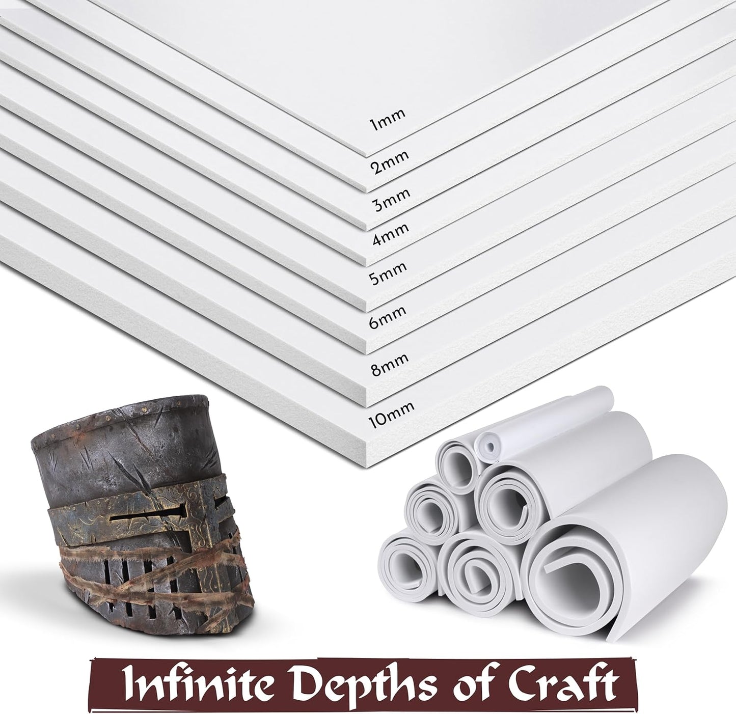 2-Pack Shape Retention EVA Cosplay Foam - 4mm Thick (White) 14x39 inch High Density EVA Craft Foam Sheets - Premium 85 kg/m3 Heat Shape Material for DIY, Comic, Con or Halloween Costumes - The Foamory