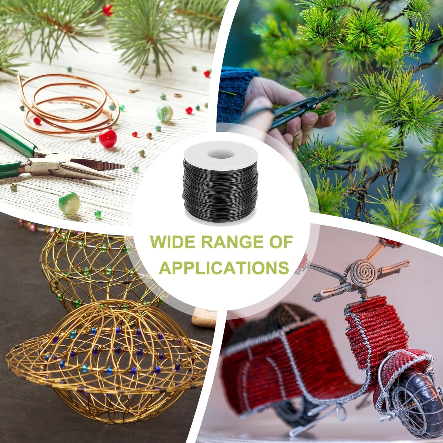 MECCANIXITY 18 Gauge Anodized Aluminum Craft Wire Bendable Bonsai Training Wire 492 Feet 1mm for Sculpting Crafts Wreath Floral Beading Jewelry Making, Black