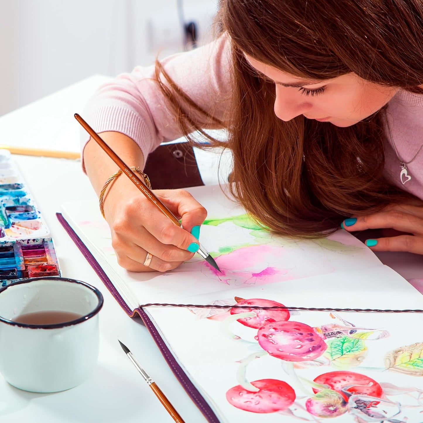 DUGATO Artist Paint Brush Set (10 Sizes) - Fine Tip Round Synthetic Brushes for Watercolor, Acrylic, Gouache, Oil Painting & Crafts - Professional Quality Art Supplies