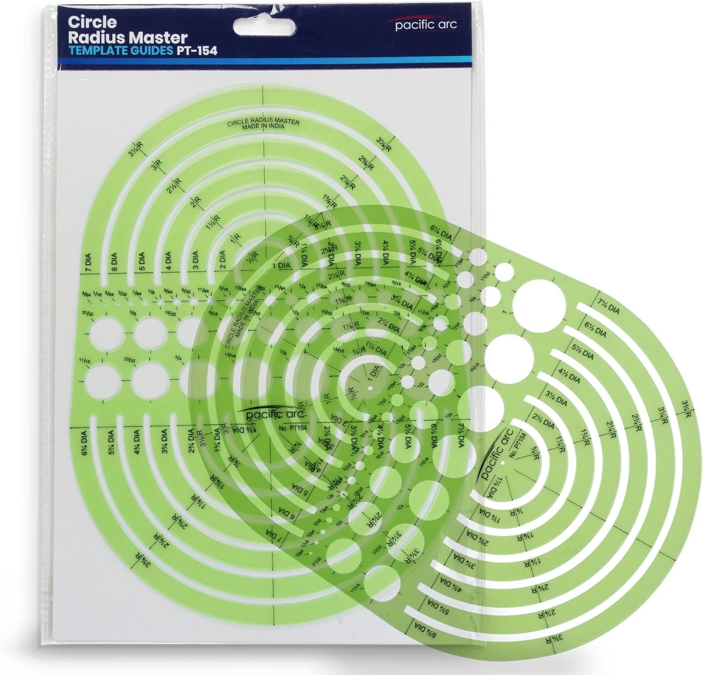 2 Pack Pacific Arc Circles Radius Master Template Guide, from 1/2 Inch to 3 3/4 Inch Radius and 36 Perfect Circles from 3/64 to 1 Inches