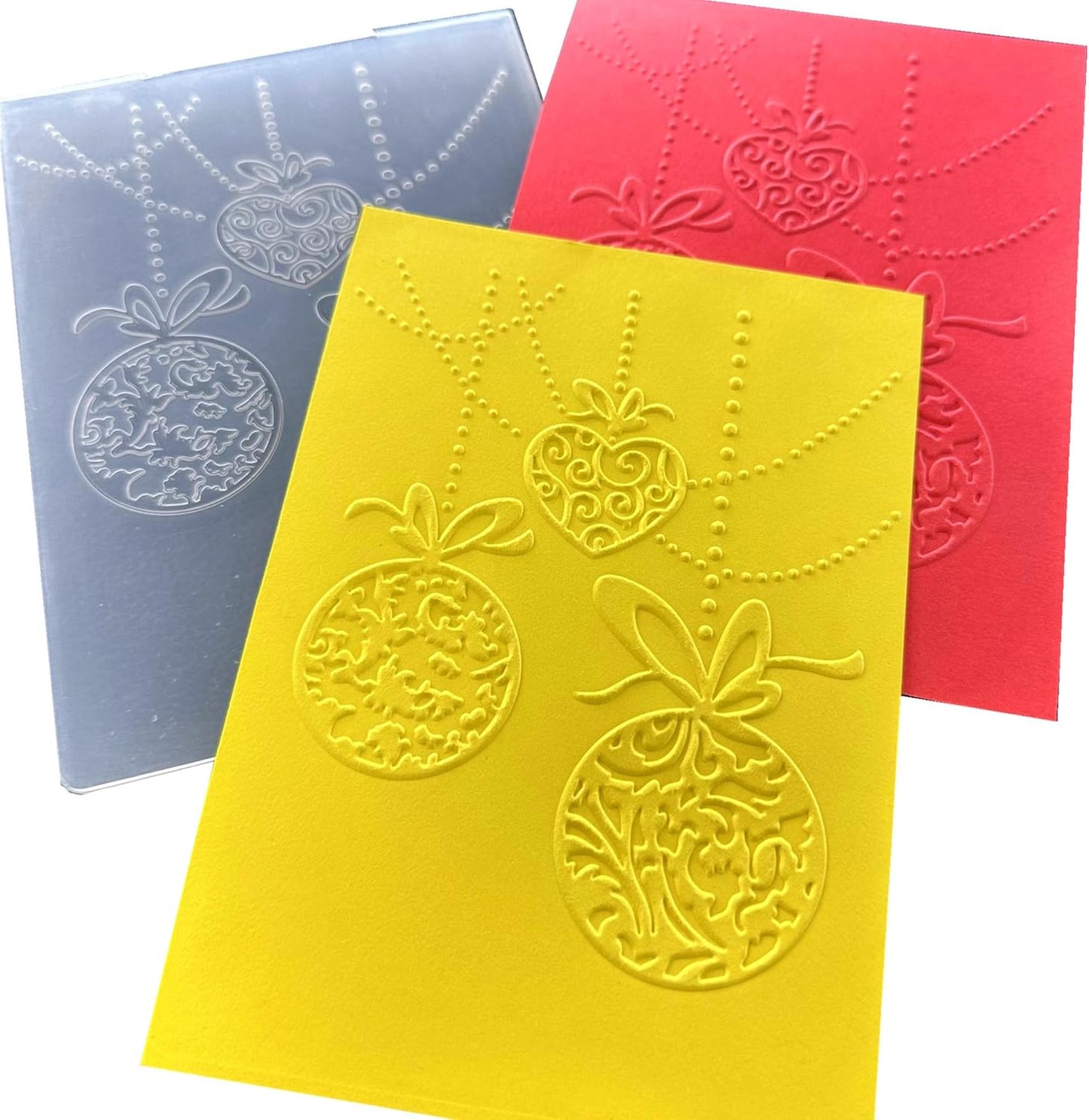 Arbuya Merry Christmas Baubles Plastic Embossing Folders for Card Making Xmas Balls Embossing Folder for Scrapbooking Pages Paper Crafting Clay Decoration