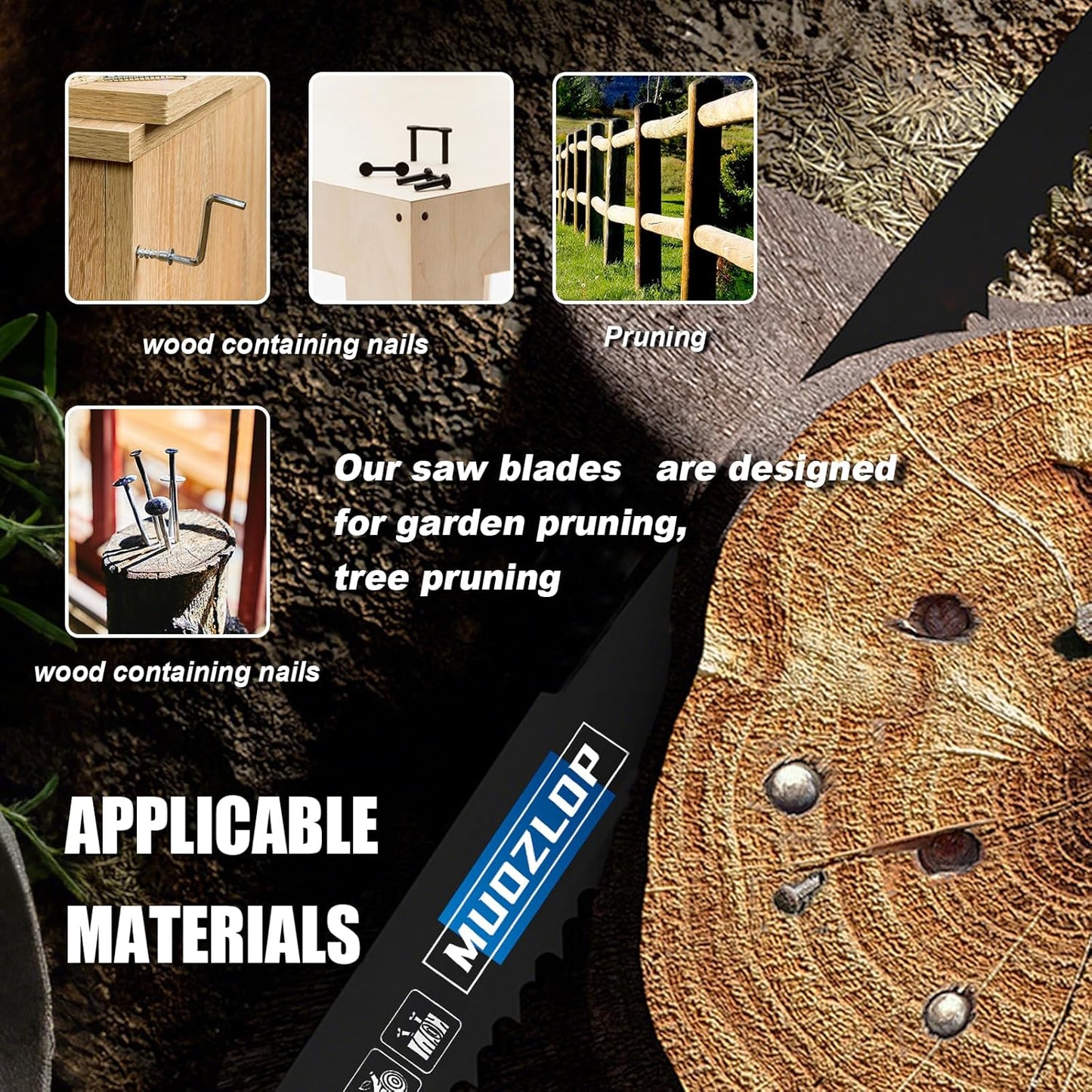 25 Pack 9 inch Reciprocating Saw Blades Set,6/12TPI High Carbon Saw Blades, Woodcutting Saw Blades with Organizer Case (25, 6/12TPI/225mm)