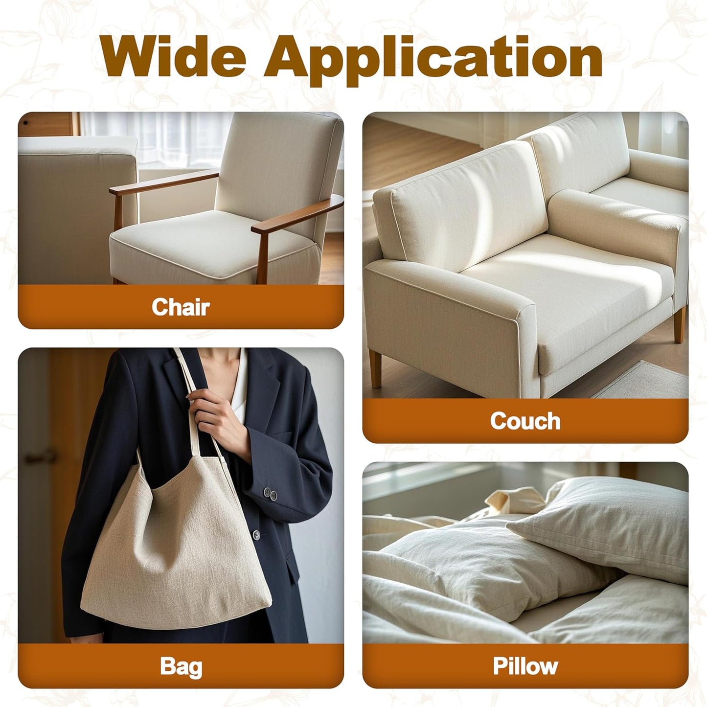 Iron on Patches, 8 Pieces Iron on Linen Patches, Fabric Patches for Couch, Tent, Clothing, Seat, Linen Repair Decorating Kit 3.7" by 4.9" (9.5 cm x 12.5 cm, Black)