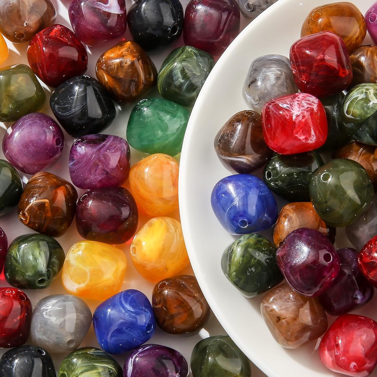 80pcs Acrylic Beads Large Imitation Marble Bead Vintage Colors Beads for Jewelry Making Bracelet Necklace Craft Making Supplies(18 * 19deep Color)