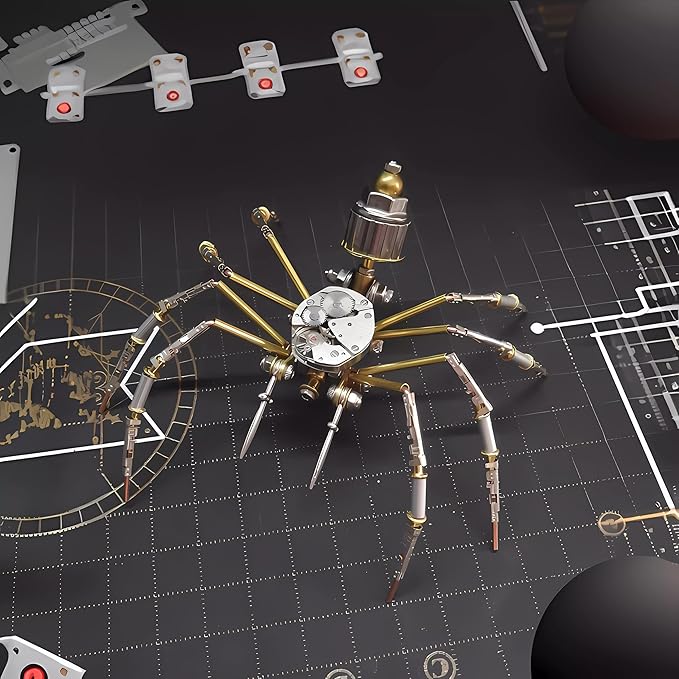 Mechanical Metal DIY 3D Spider Model Insect Brass Puzzle Assembly DIY Gift Craft Hobby for Men for Family and Friends(Mechanical Spider)