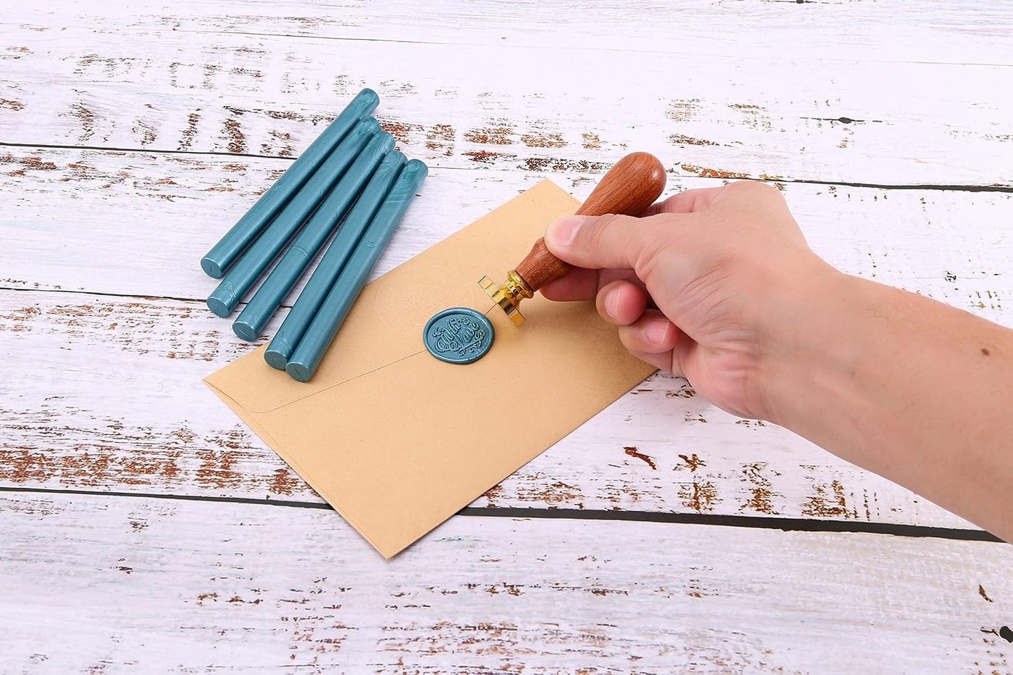 Yoption 15 Pieces Glue Gun Sealing Wax Sticks for Wax Seal Stamp, Great for Wedding Invitations, Envelopes, Cards, Christmas Gift Ideas, Wine Packages (Teal Blue)