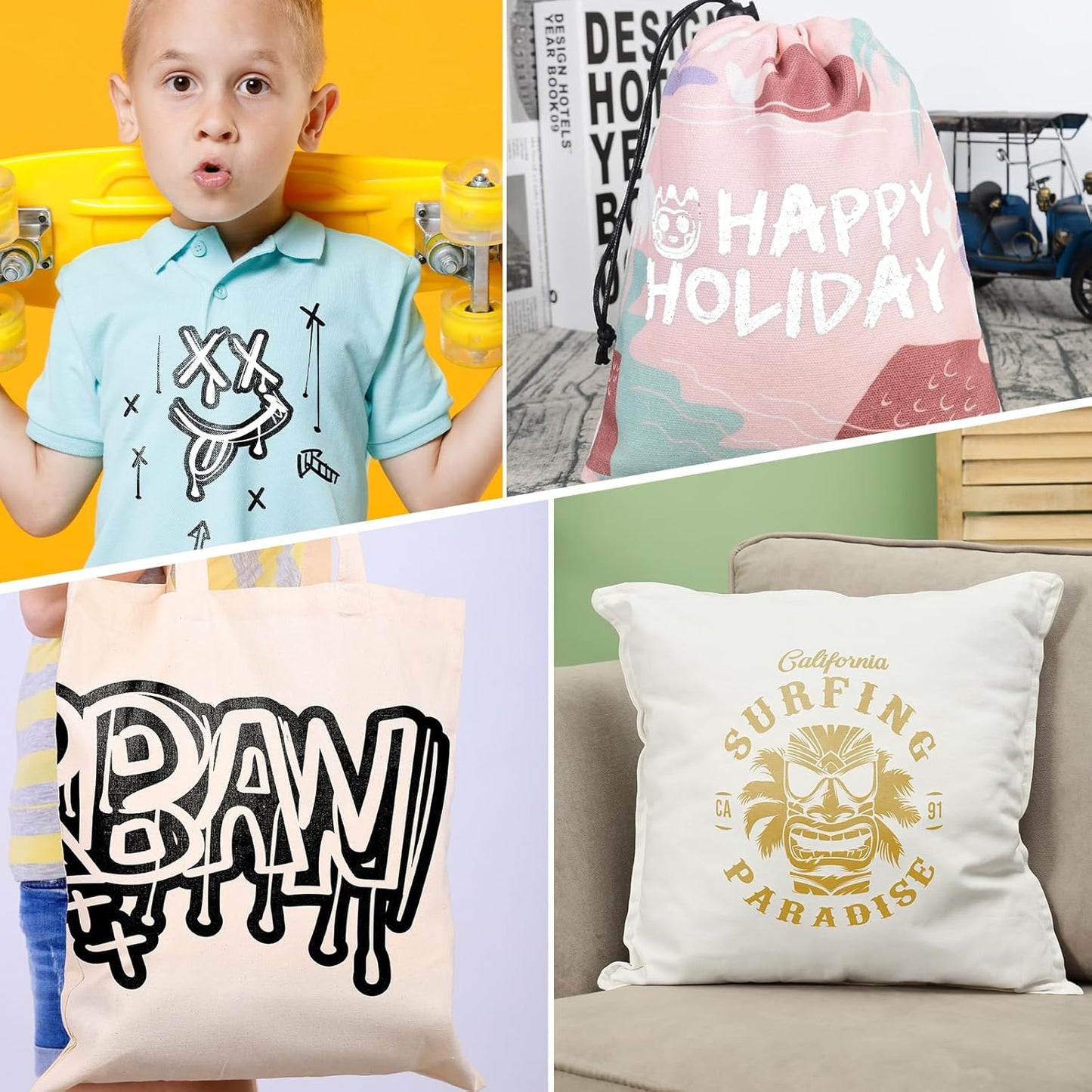 HTVRONT Black HTV Heat Transfer Vinyl Bundle: 10 Pack 12"x12" Iron on Vinyl for T-Shirt (1 PTFE Sheet Included), PU HTV Vinyl Easy to Cut & Weed for Heat Design