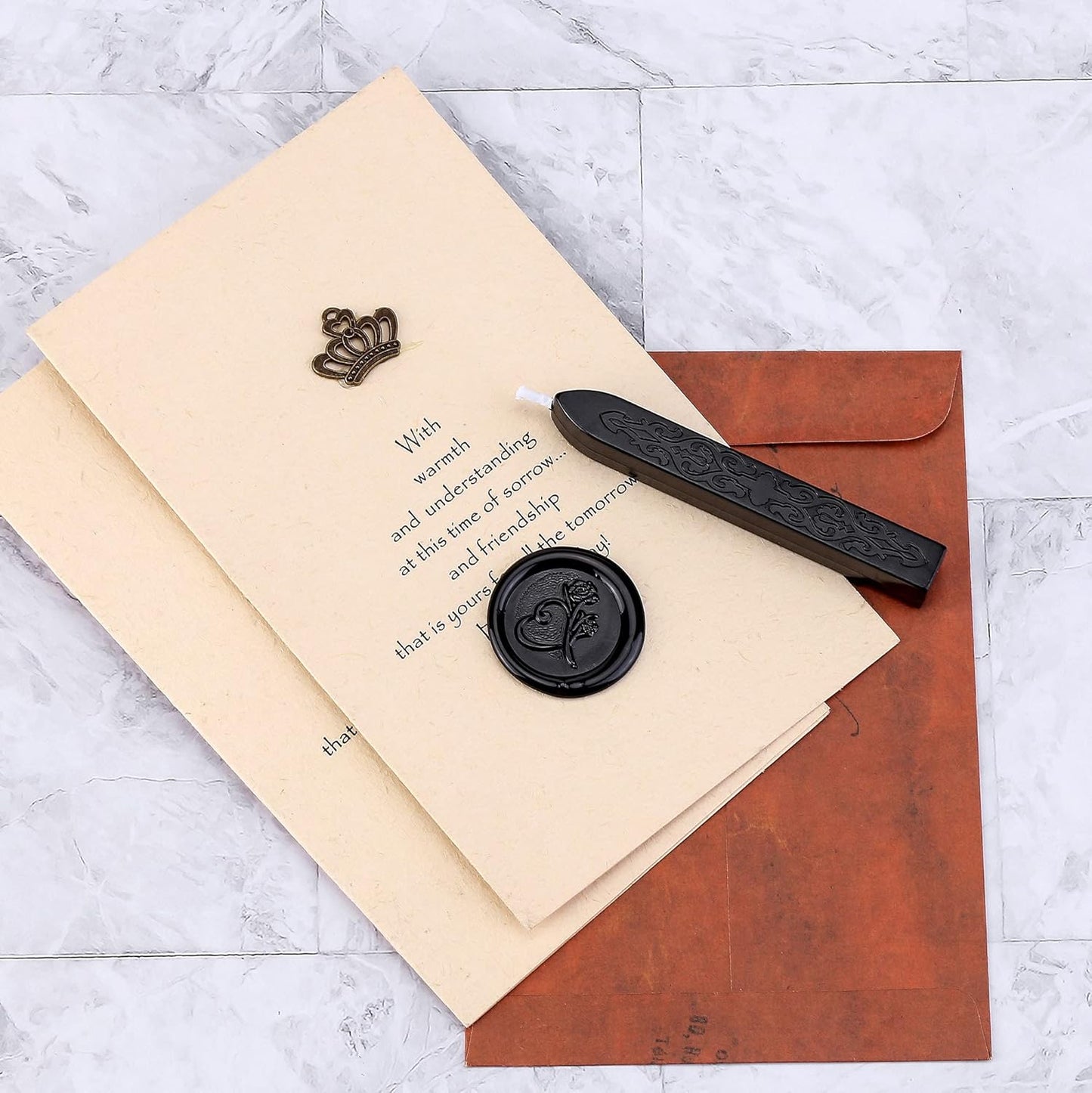 Yoption 12 Pcs Sealing Wax Sticks with Wicks, Antique Black Totem Fire Manuscript Seal Wax for Wax Seal Stamp (Black)