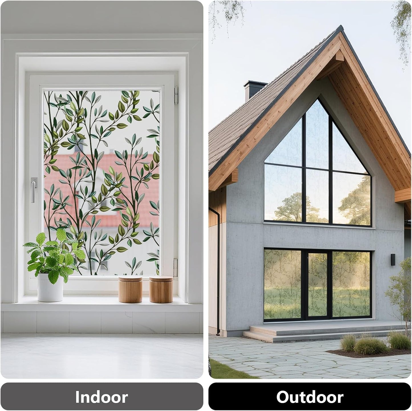 NINETREX One Way Window Privacy Film, Daytime Privacy Static Cling Sun Blocking Anti UV Reflective Window Tint for Home and Office 23.6 x 157.4 inches, Silver Leaf