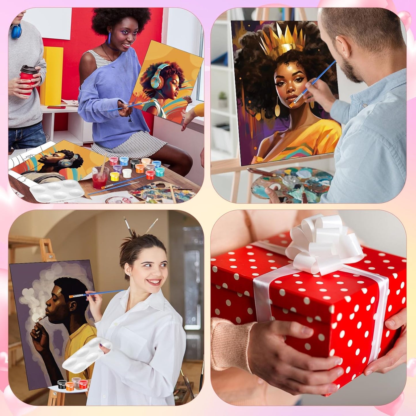 Zhanmai 12 Pack Pre Drawn Canvas for Painting Sip and Paint Kit 8" x 10" Paint Party Set Canvas Painting Pre Printed Canvases for Party Favor DIY Virtual Adult's Date Night(Fashionable Couple)