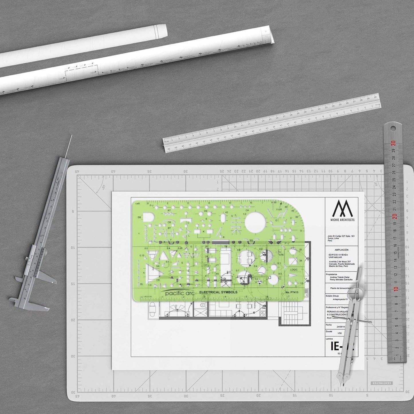 Pacific Arc Template: Electrical Symbols, 135 Openings 5.25" x 8.25"