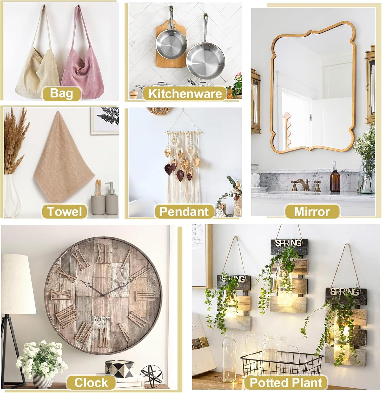 120PCS Nails for Hanging Pictures, 4 Sizes Picture Hanging Nails for Wall Decoration Hanging Frame Kit Mirror Hanging Hardware Tool Hangers for Claw Drywall Nails (Small Medium Large Nails)